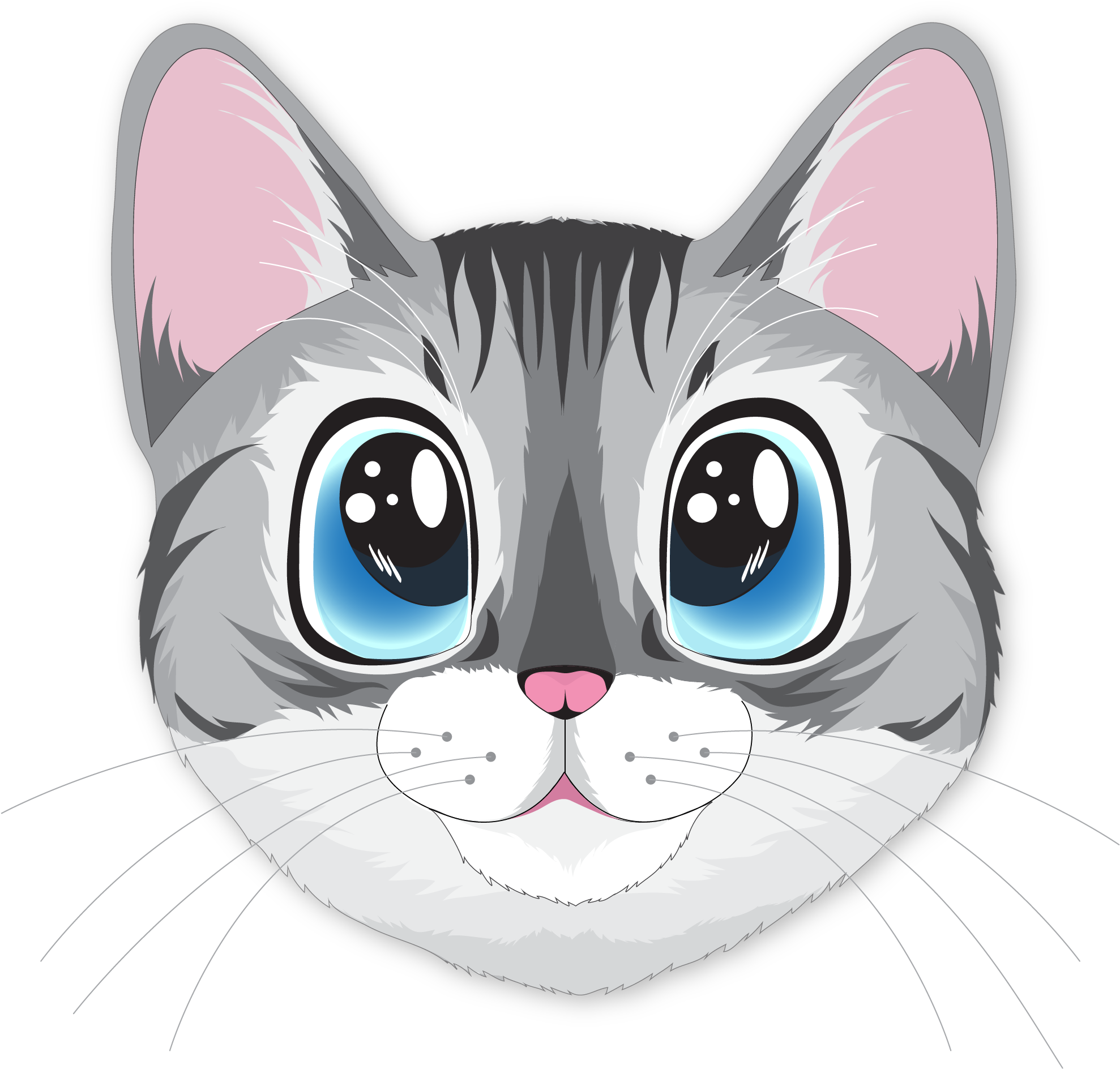 Søt Kawaii Katt Illustrasjon.PNG Bakgrunner
