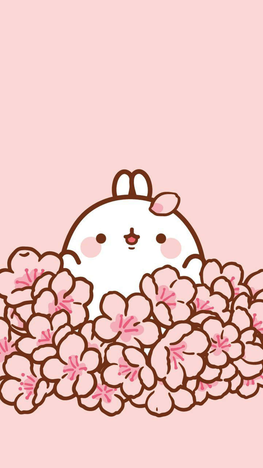 Søt Kawaii Molang med blomster Bakgrunner