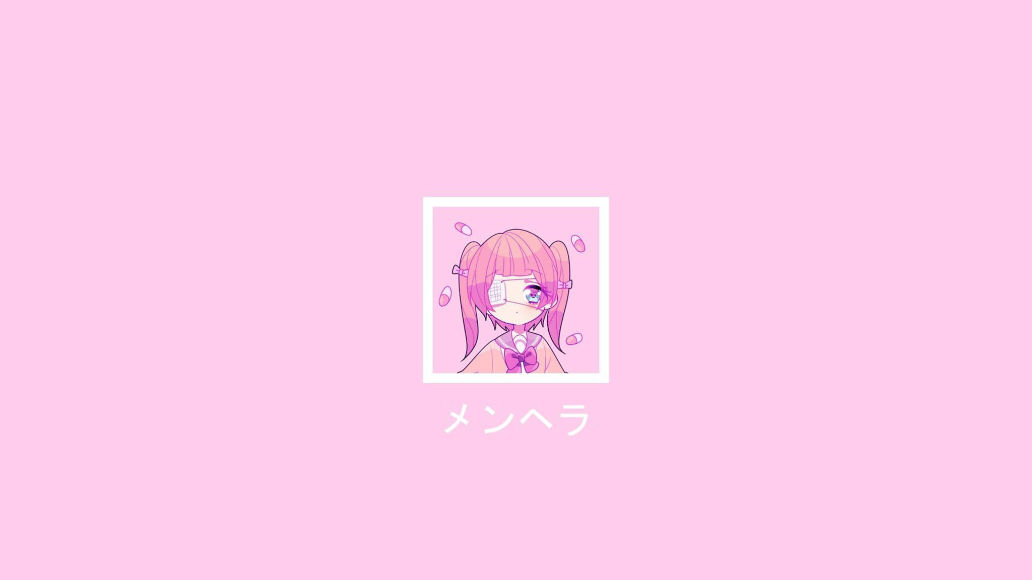 Søt Menhera rosa anime-estetikk Bakgrunner