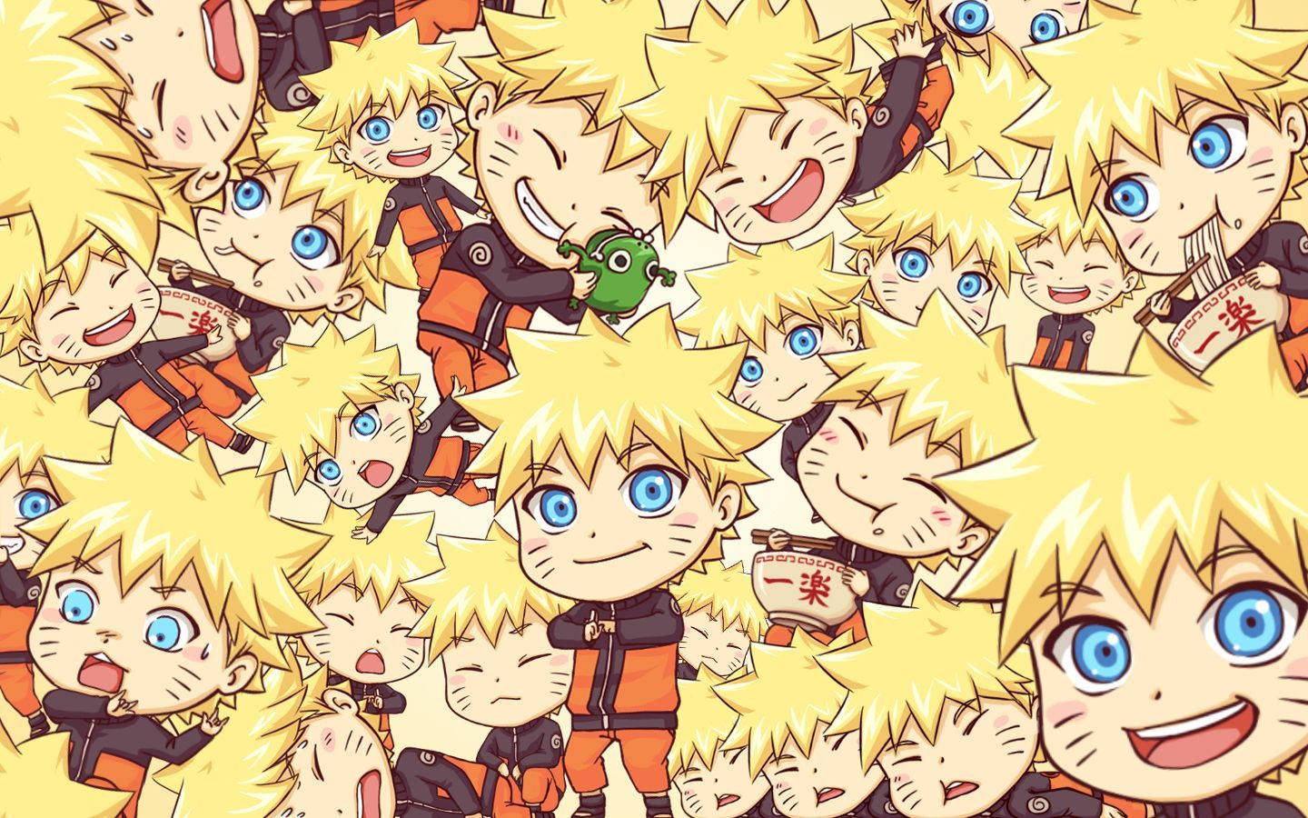 Søt Naruto Chibi-ansiktkollasj Bakgrunner