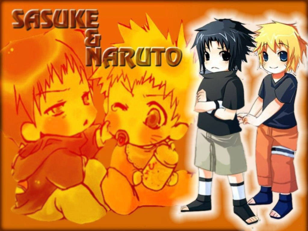 Søt Naruto og Sasuke oransje bakgrunn Bakgrunner