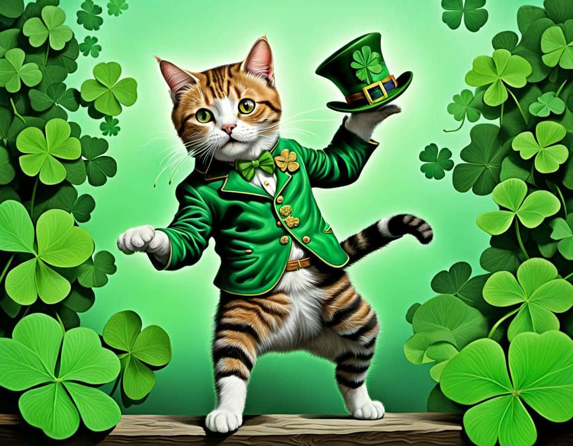 St. Patricks dag_Dansende katt_Illustrasjon.JPG Bakgrunner