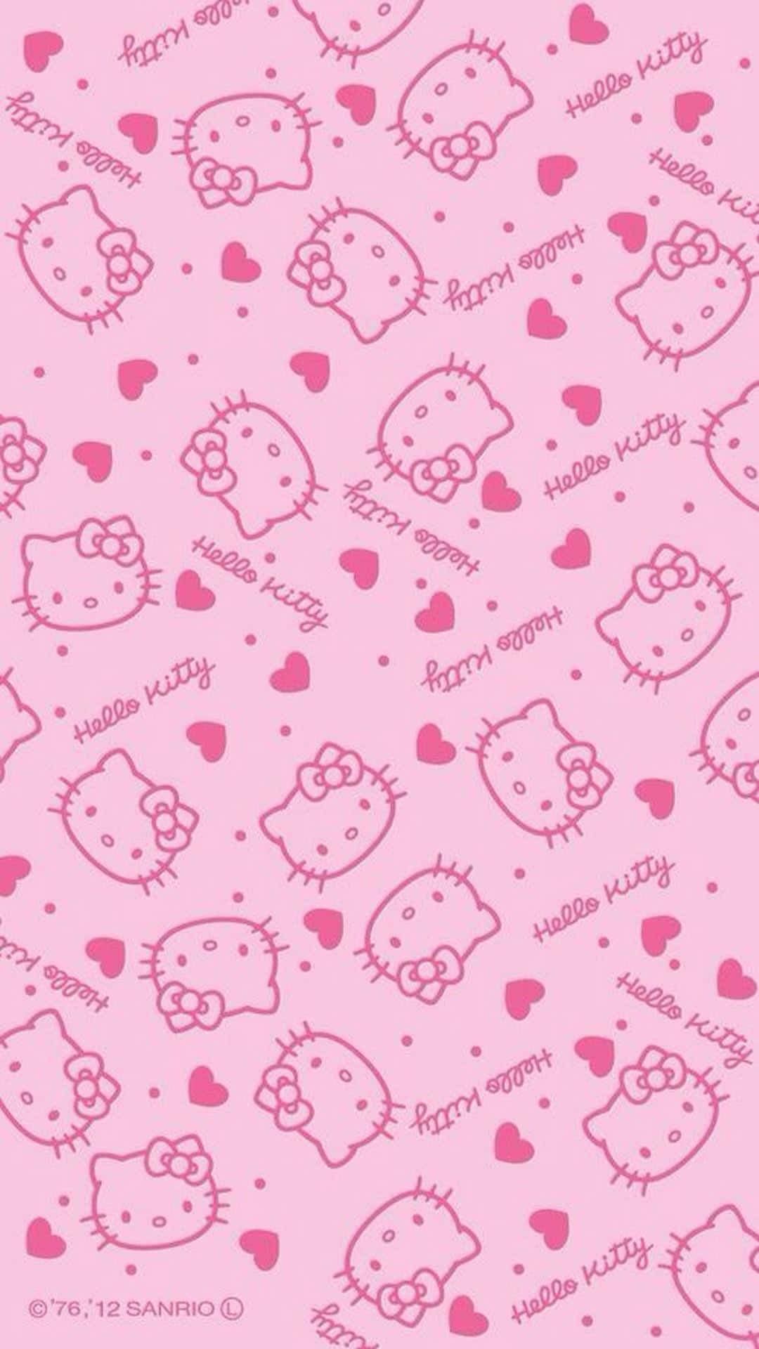 Søt rosa Hello Kitty hjerter veggbilde Bakgrunner