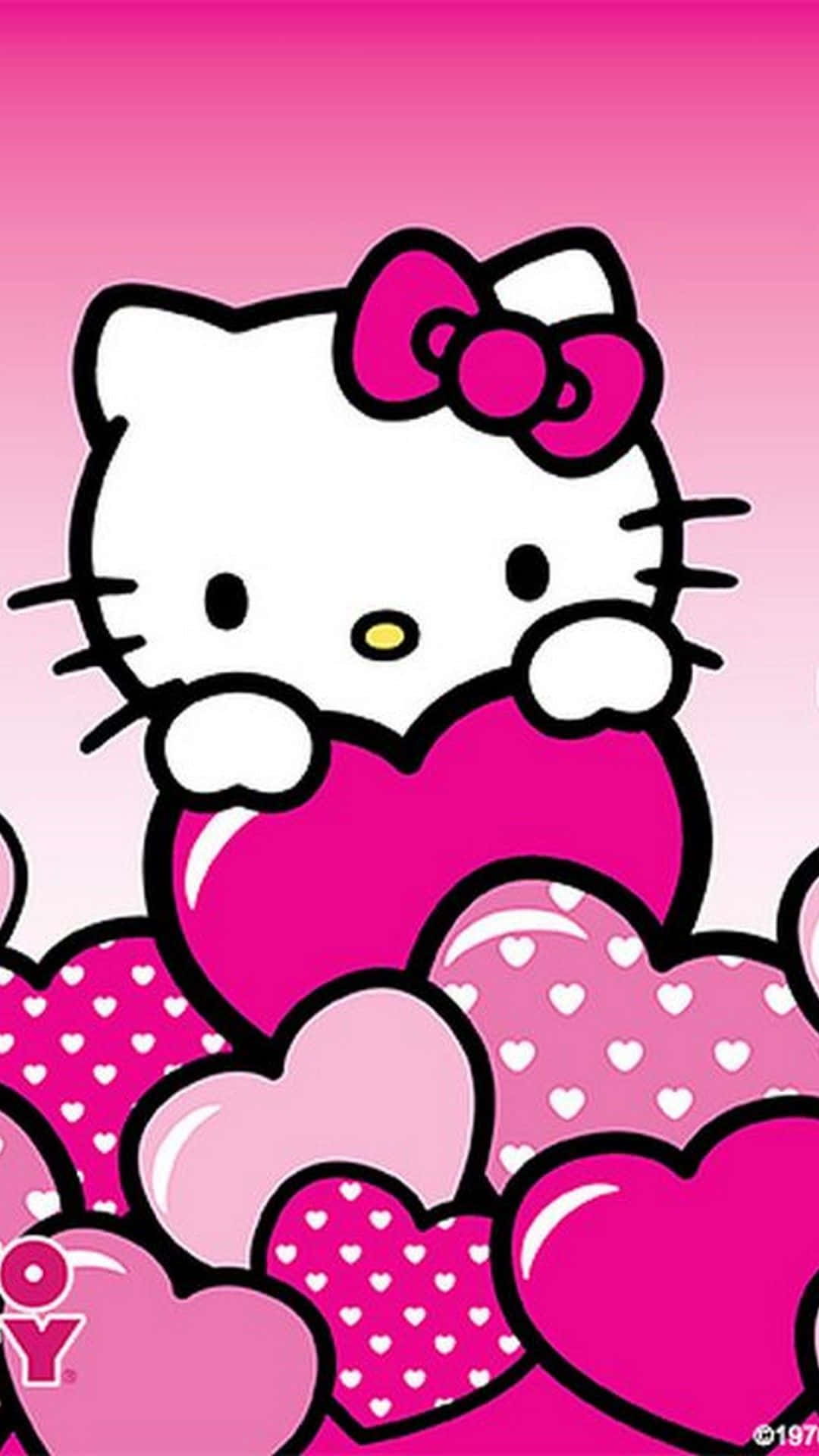 Søt rosa Hello Kitty som klemmer hjerter Bakgrunner