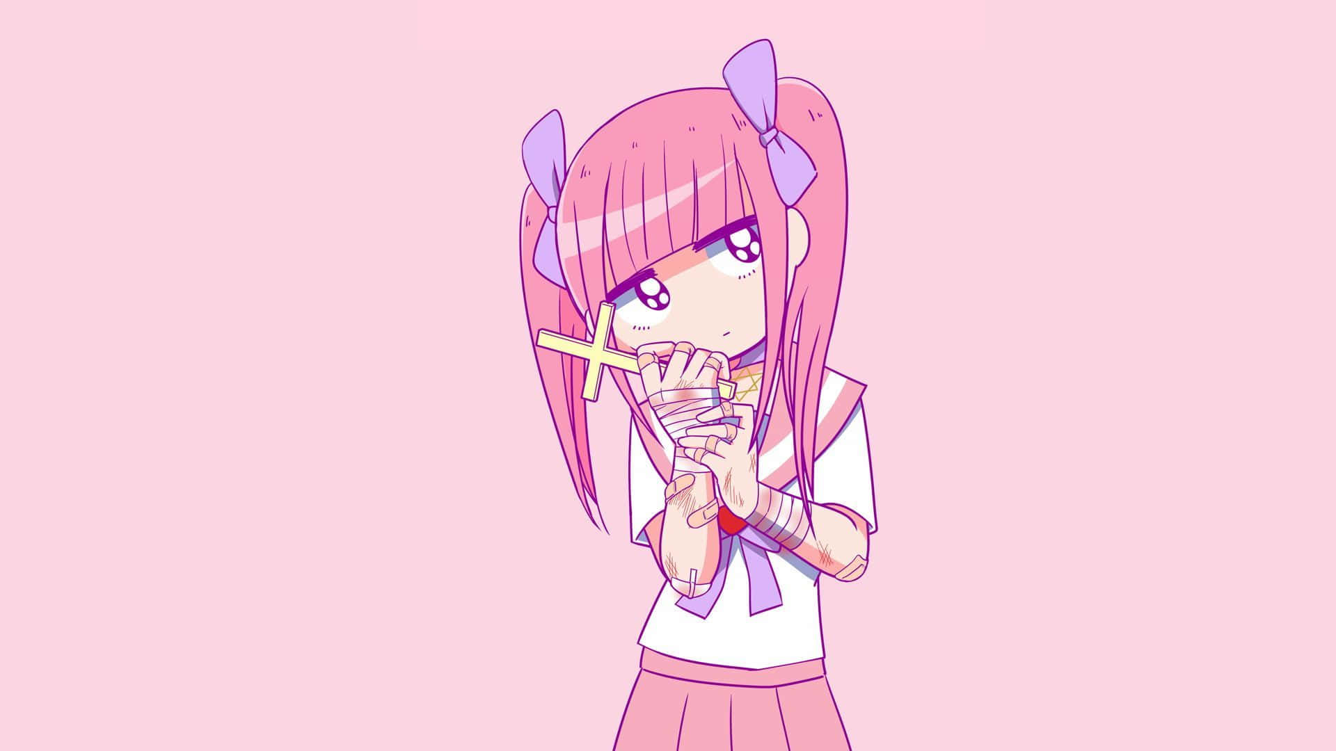 Søt rosa Kawaii-bakgrunn Bakgrunner