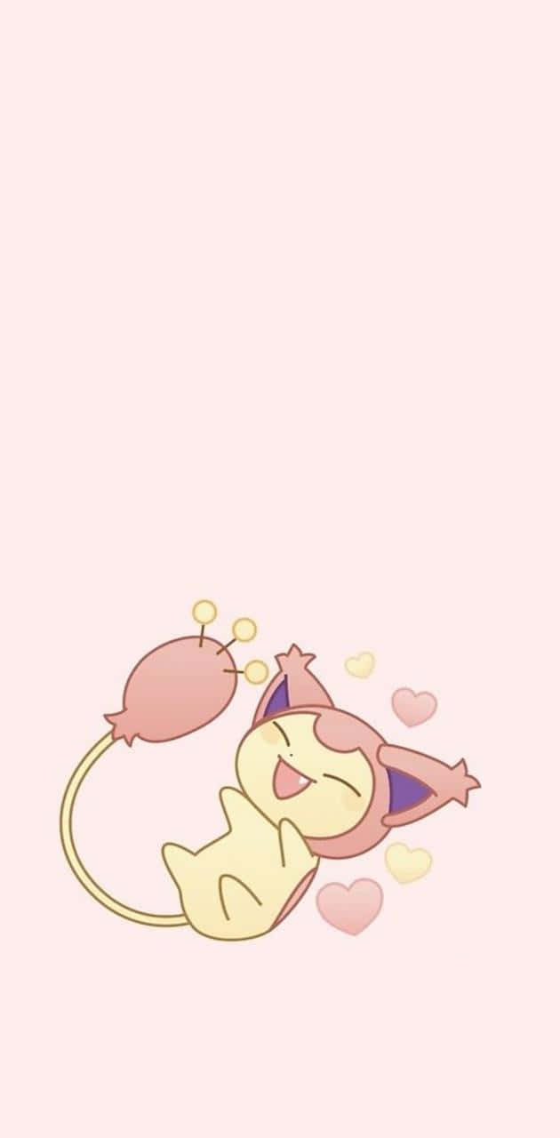 Søt rosa Skitty med hjerter Bakgrunner
