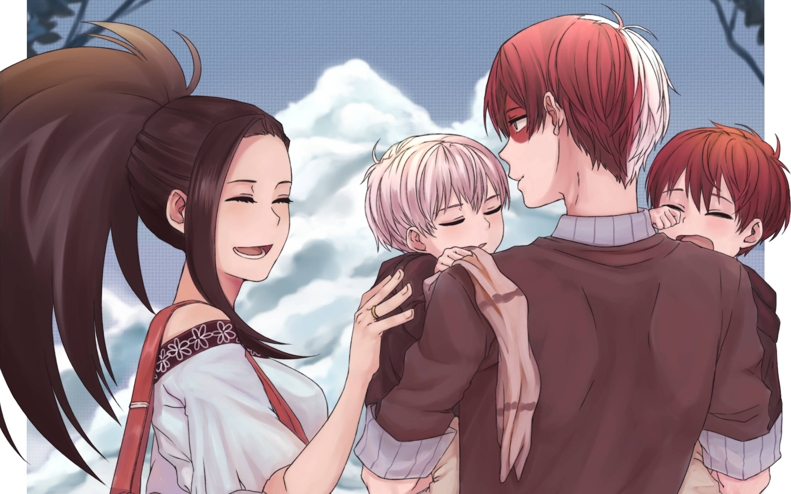 Søt Todoroki med Momo og barn Bakgrunner