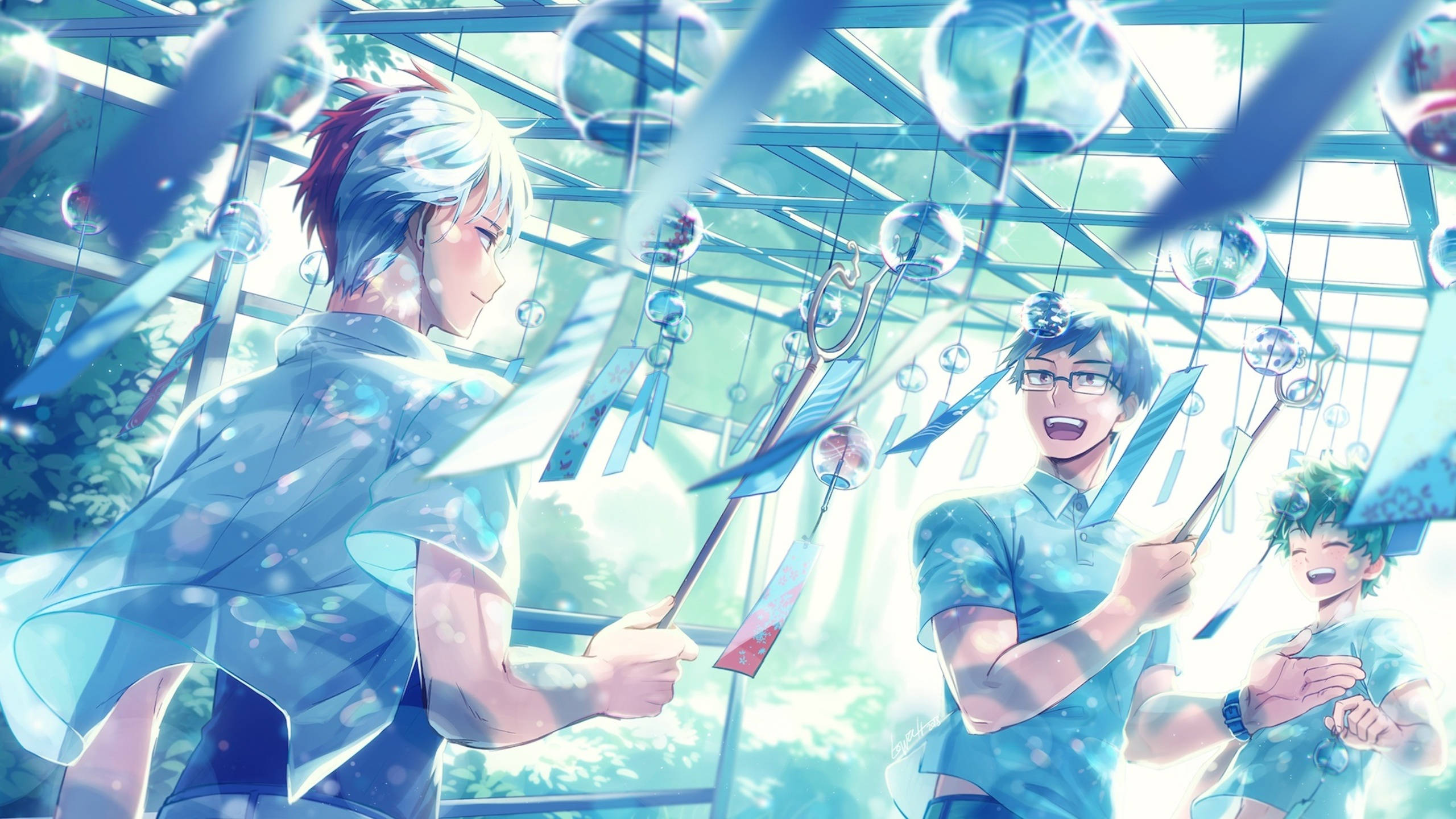 Søt Todoroki med Tenya og Midoriya Bakgrunner