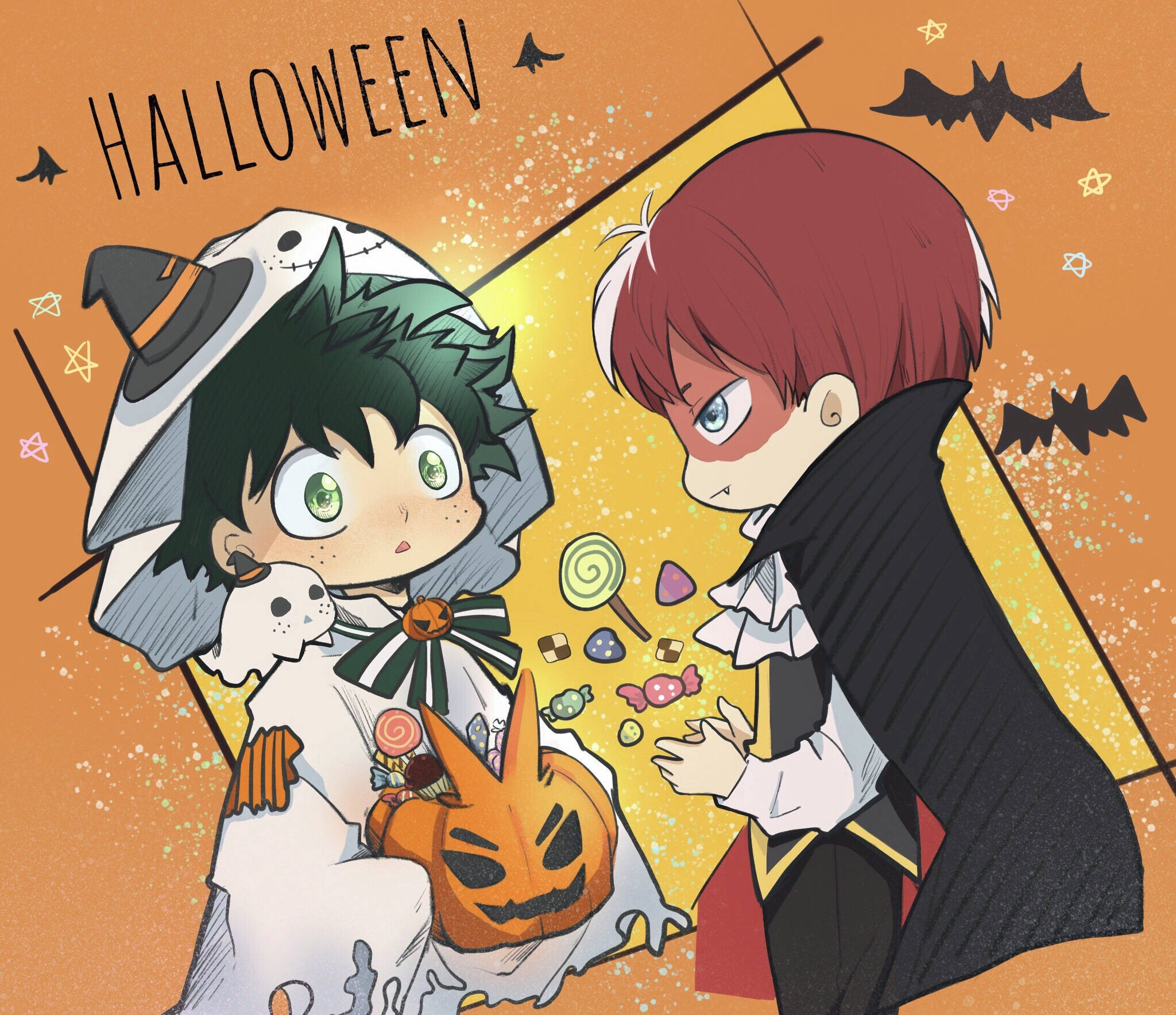 Søt Todoroki og Midoriya Halloween Bakgrunner