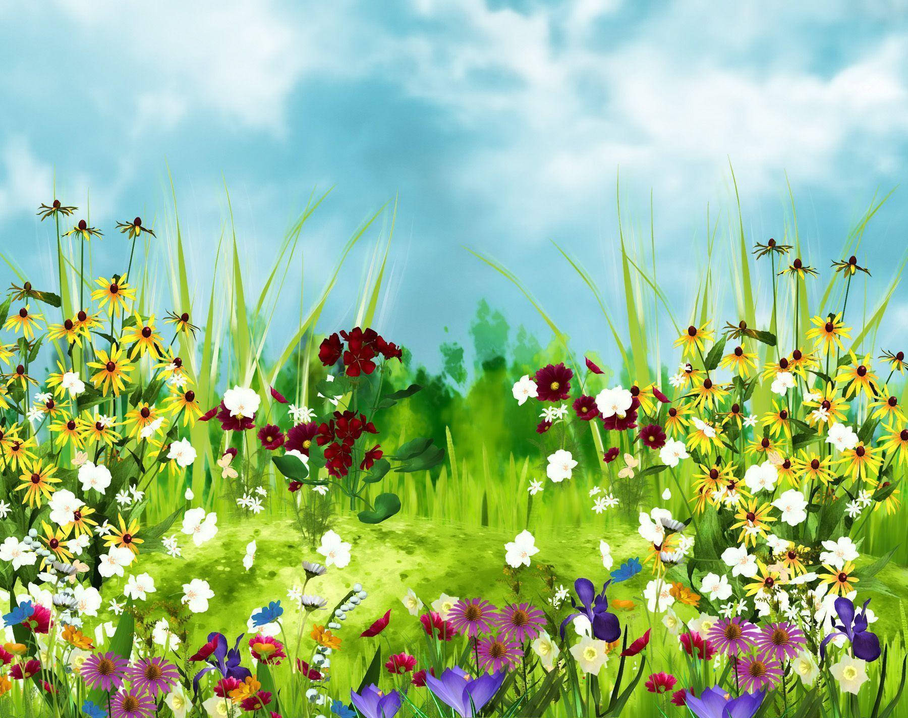 Søt vårblomstermark kunst Bakgrunner