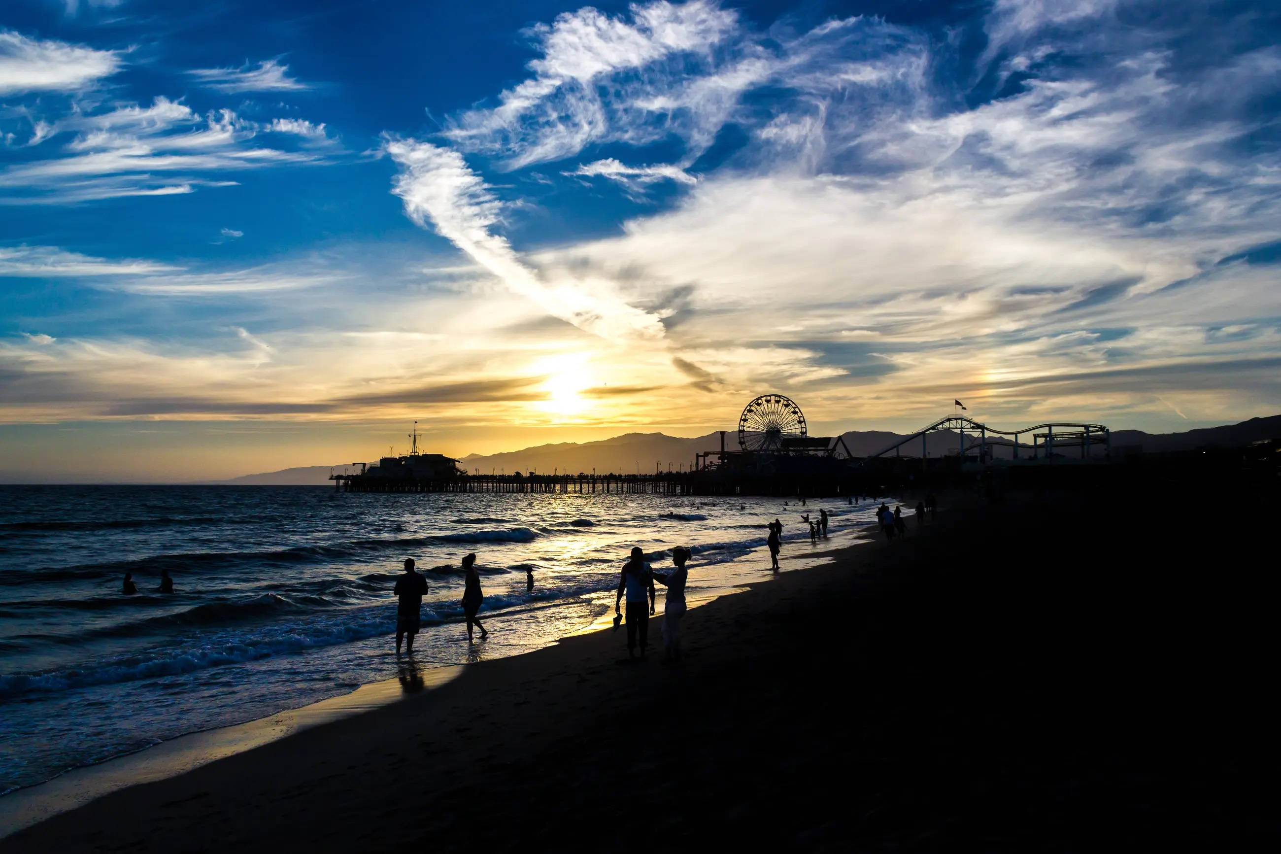 Sta. Monica Los Angeles solnedgang Bakgrunner