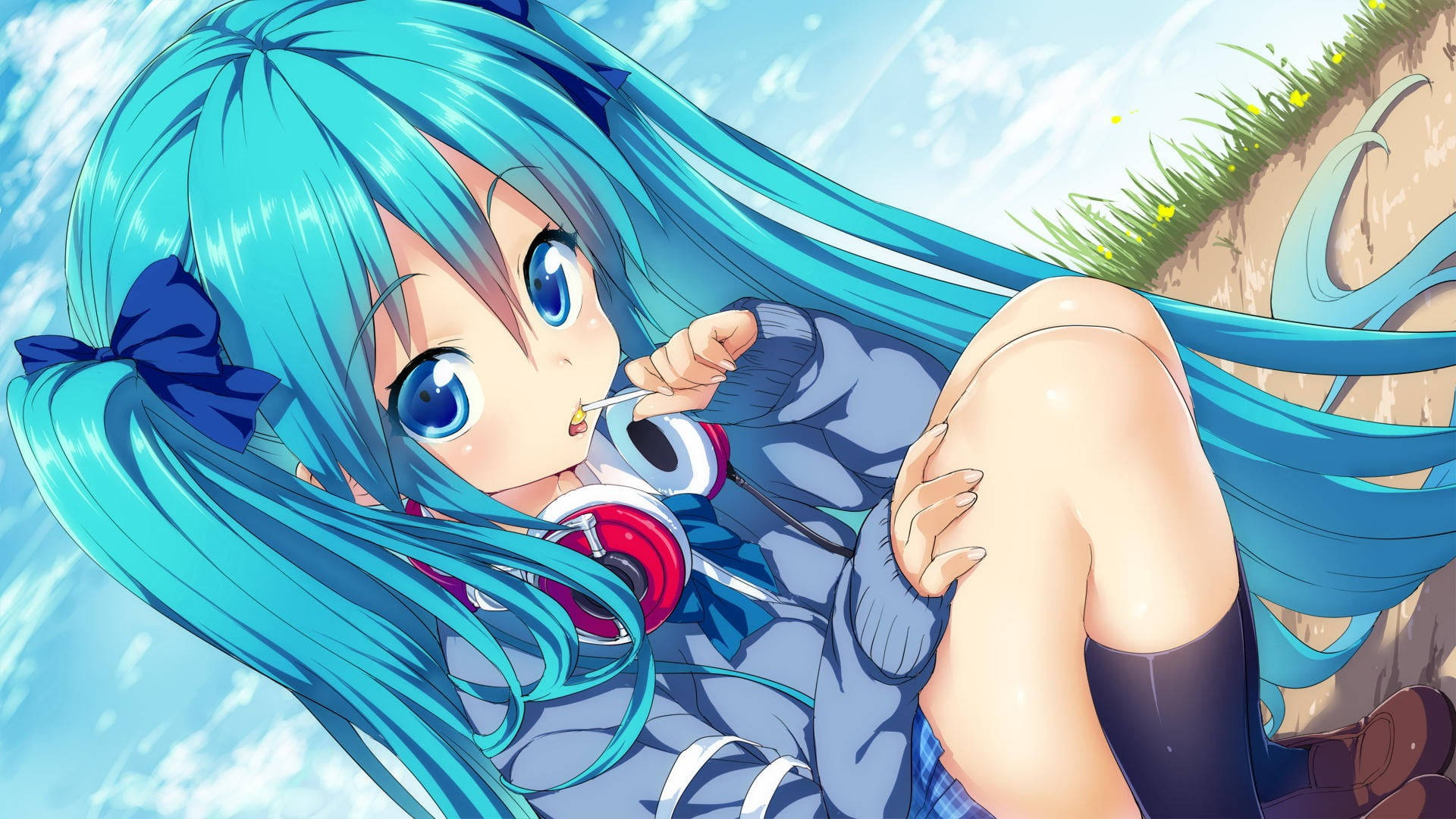Søte animefigurer med en slikkepinne Bakgrunner