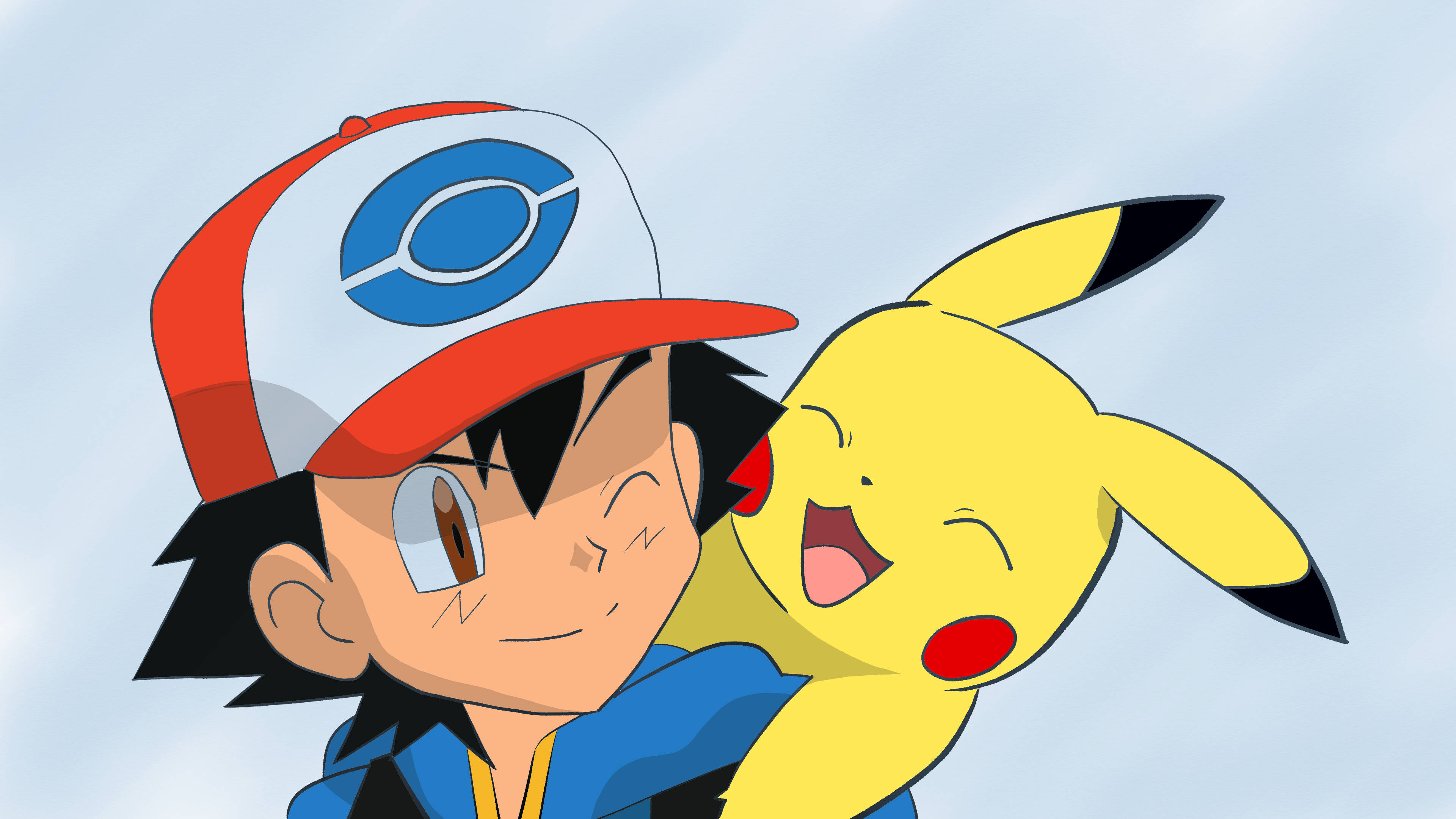 Søte Ash og Pikachu 4K Bakgrunner