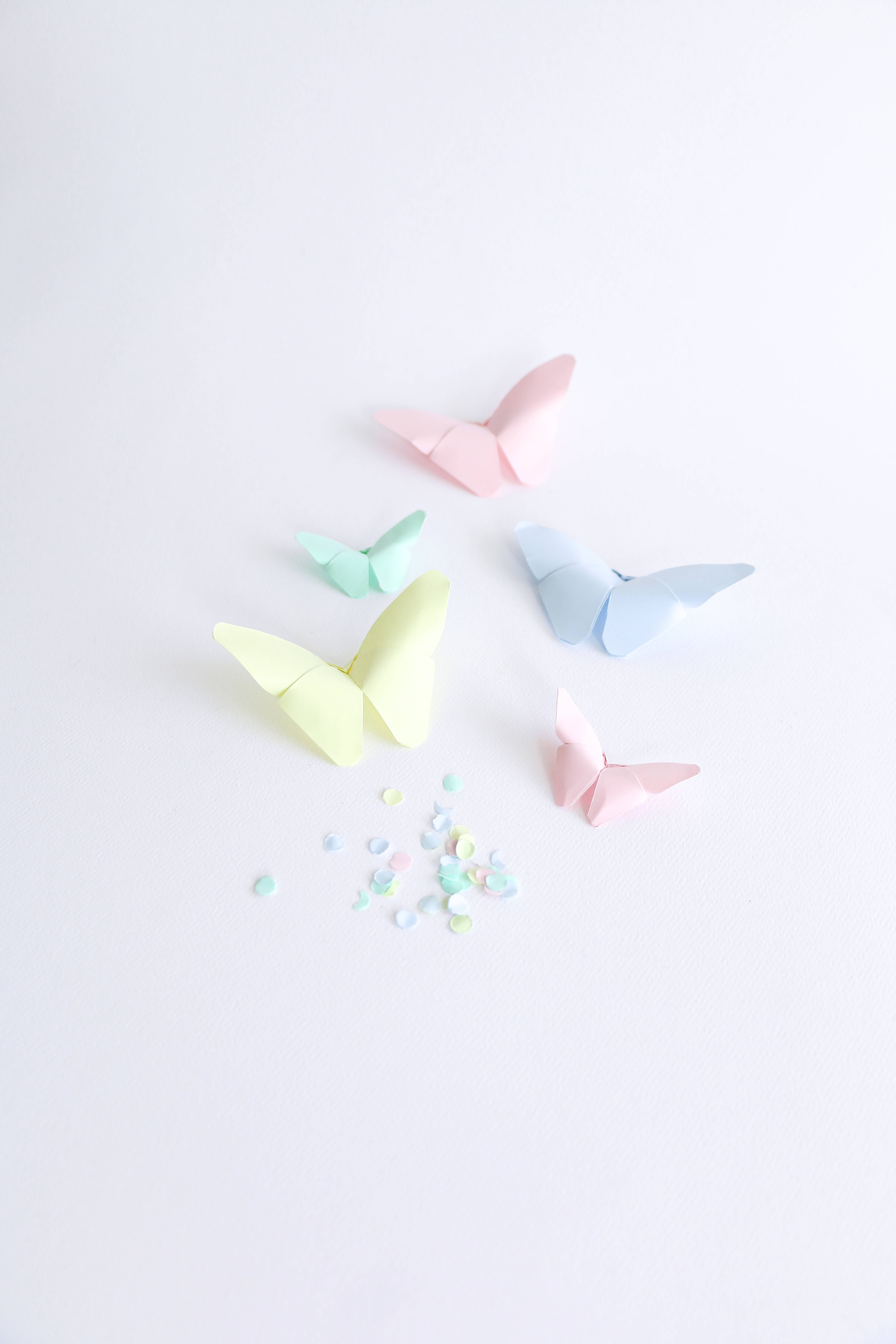 Søte pastellfarger origami sommerfugler Bakgrunner