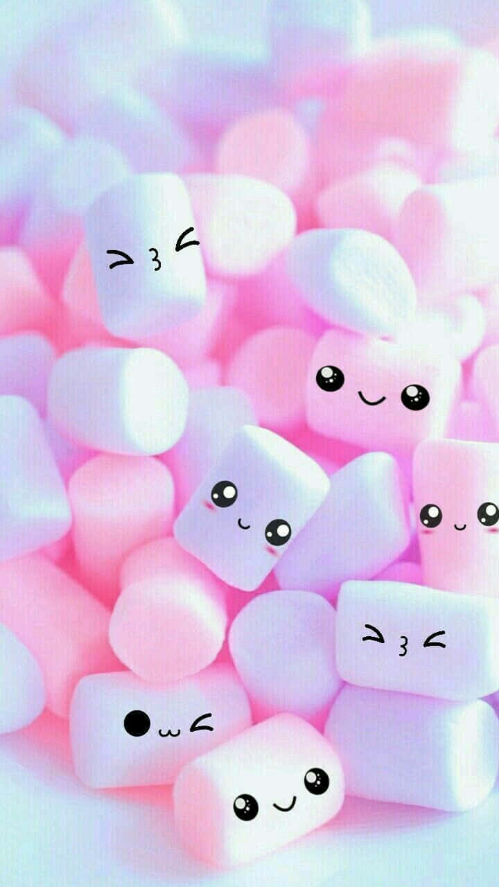 Søte smilende marshmallows til telefon Bakgrunner