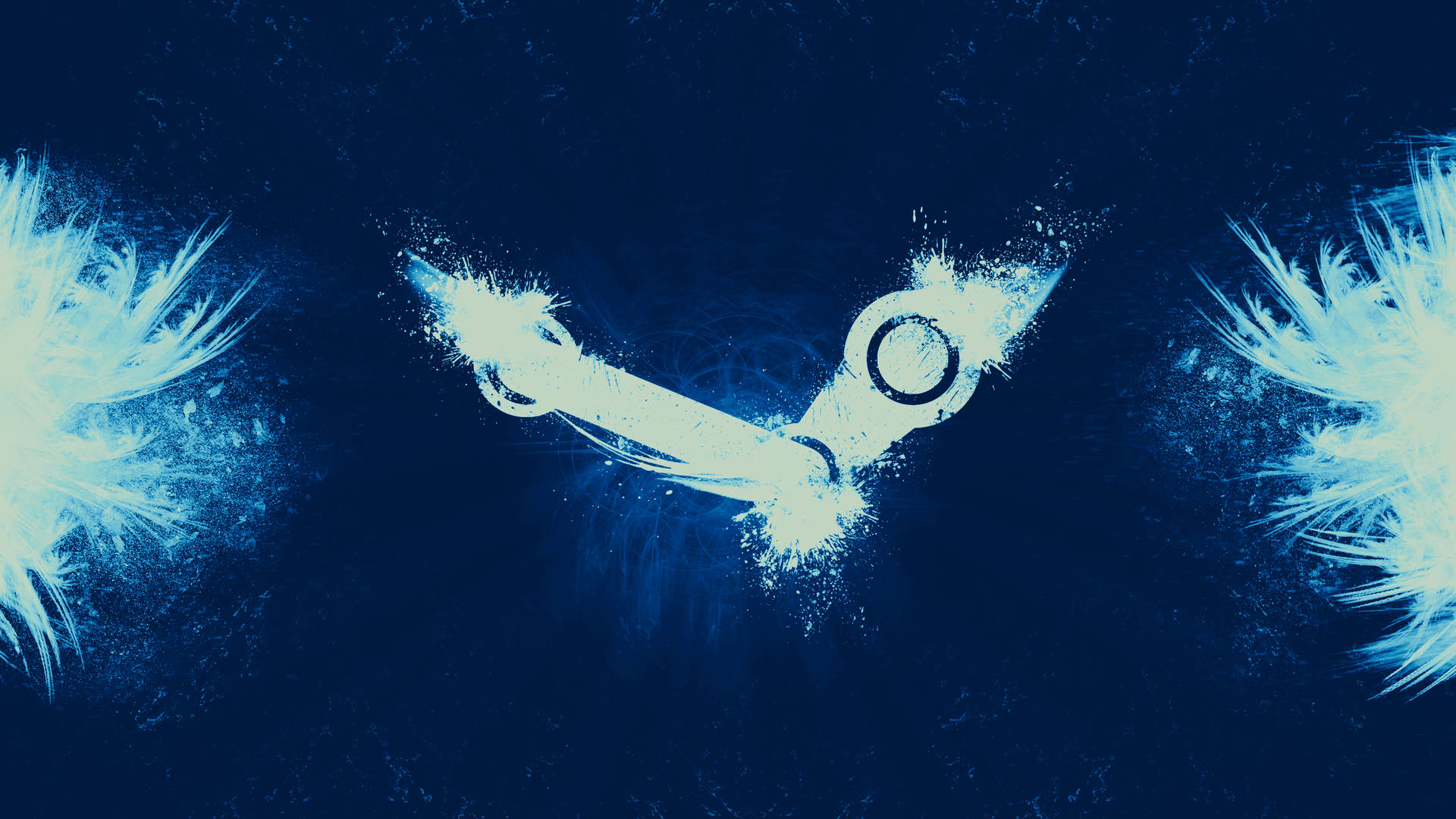 Steam-spilllogo med hvit maling 4k-bakgrunn.