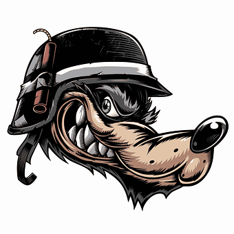 Steampunk Ulv Tegneserieillustrasjon Bakgrunner
