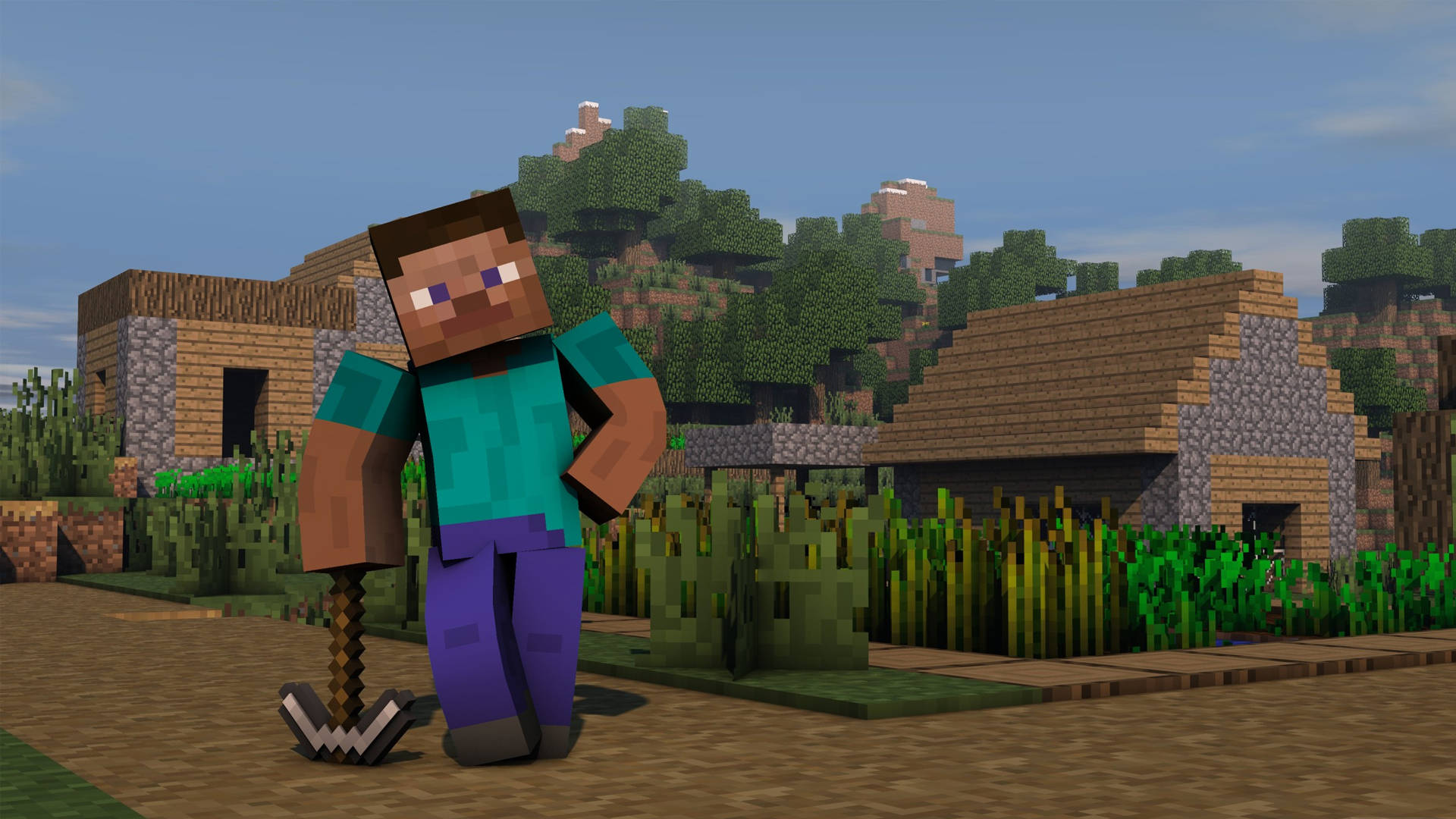 Steve med jernhakke Minecraft HD Bakgrunner