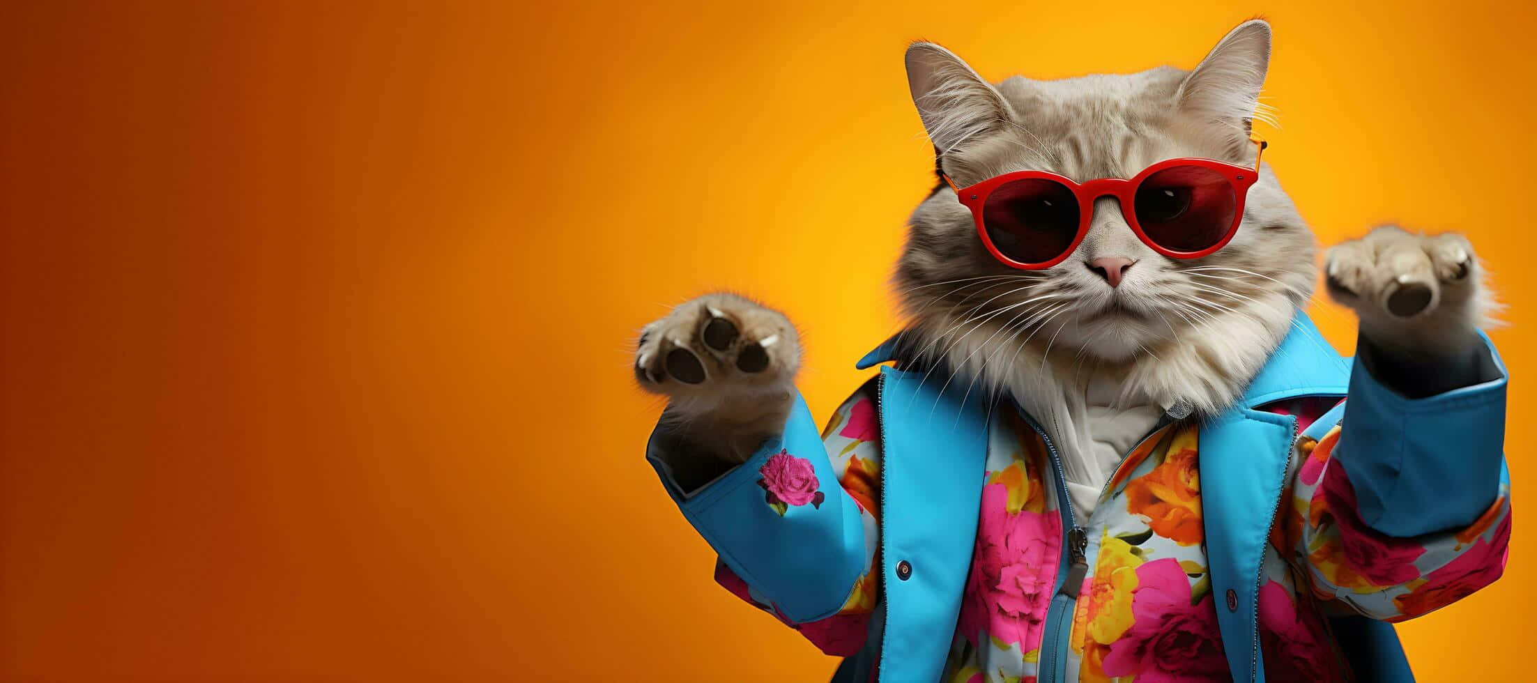Stilfull katt i festantrekk som danser Bakgrunner
