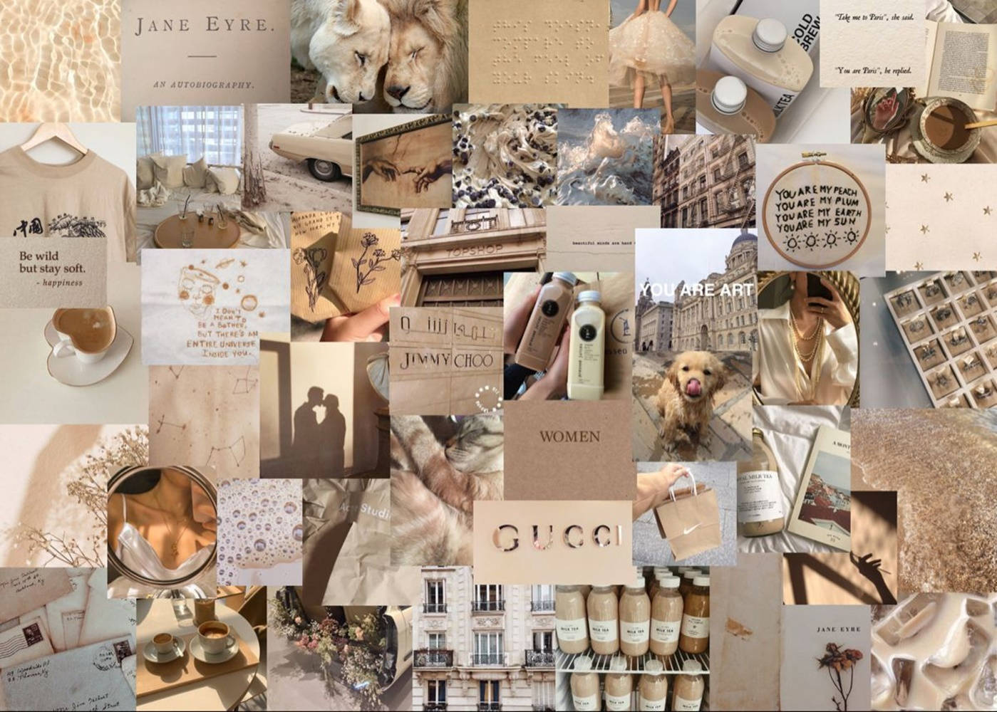 Stilig brun estetisk collage-laptop Bakgrunner