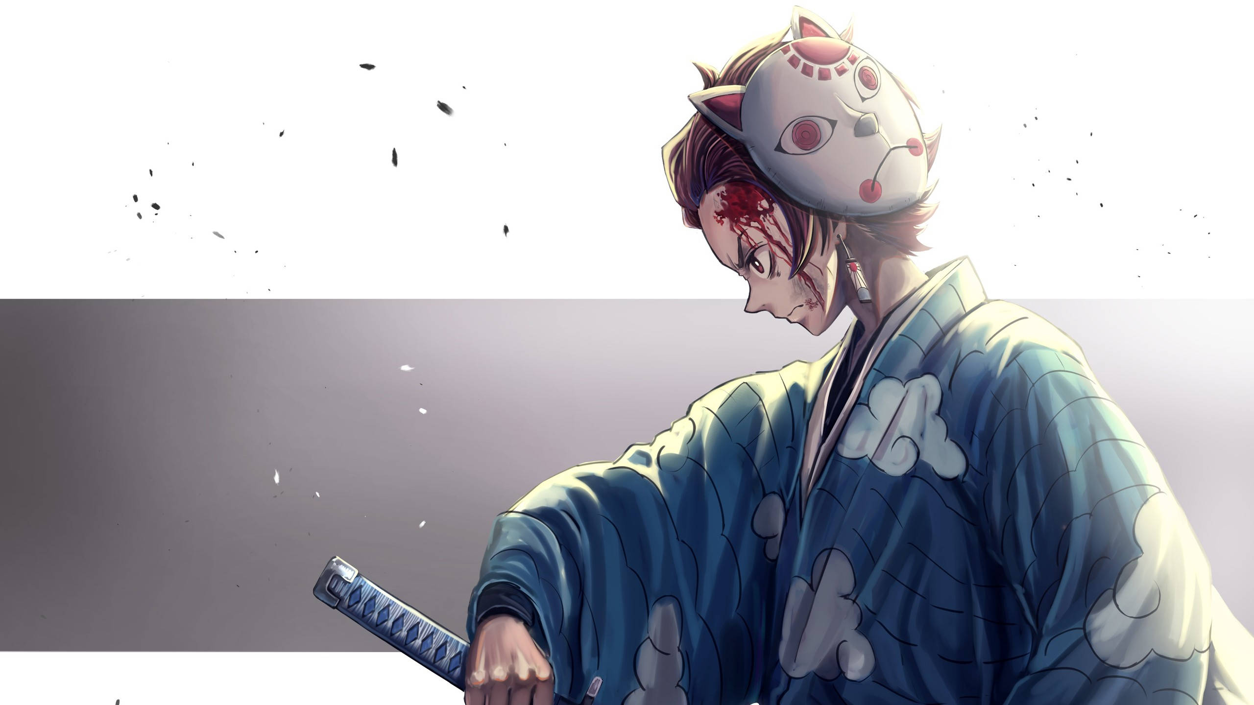 Stilisert Tanjiro Demon Slayer-maske Bakgrunner