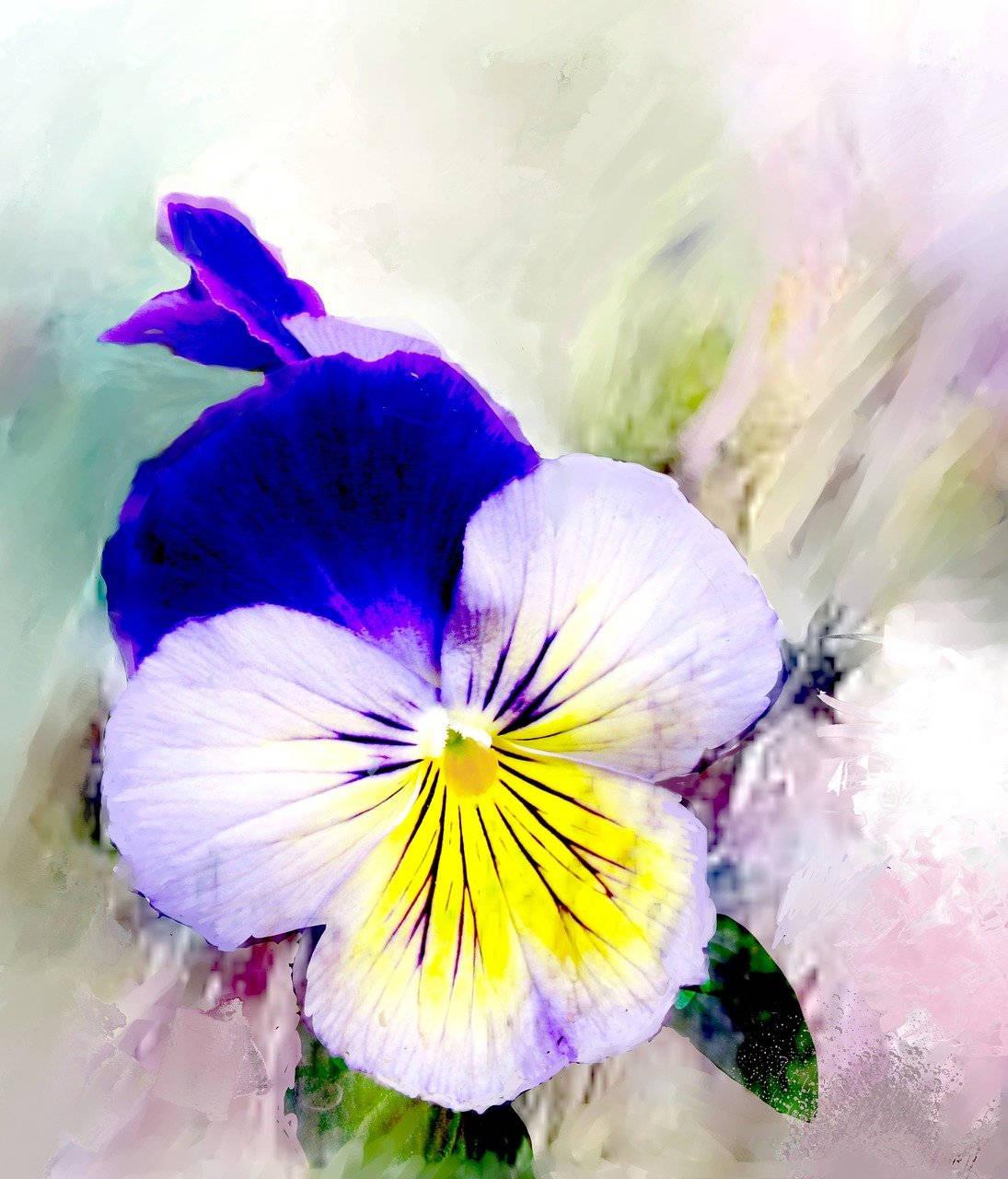 Stor Blomstrende Stemorsblomst Digital Kunst Bakgrunner
