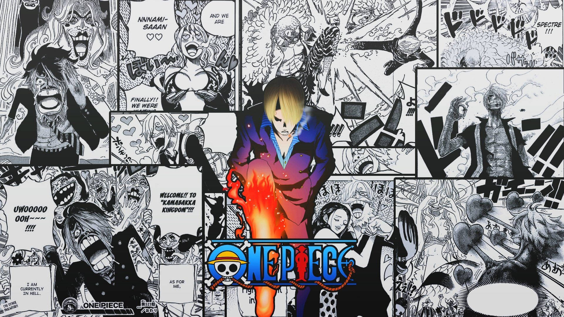 Stråhatt-kokken Sanji Manga Panel Bakgrunner