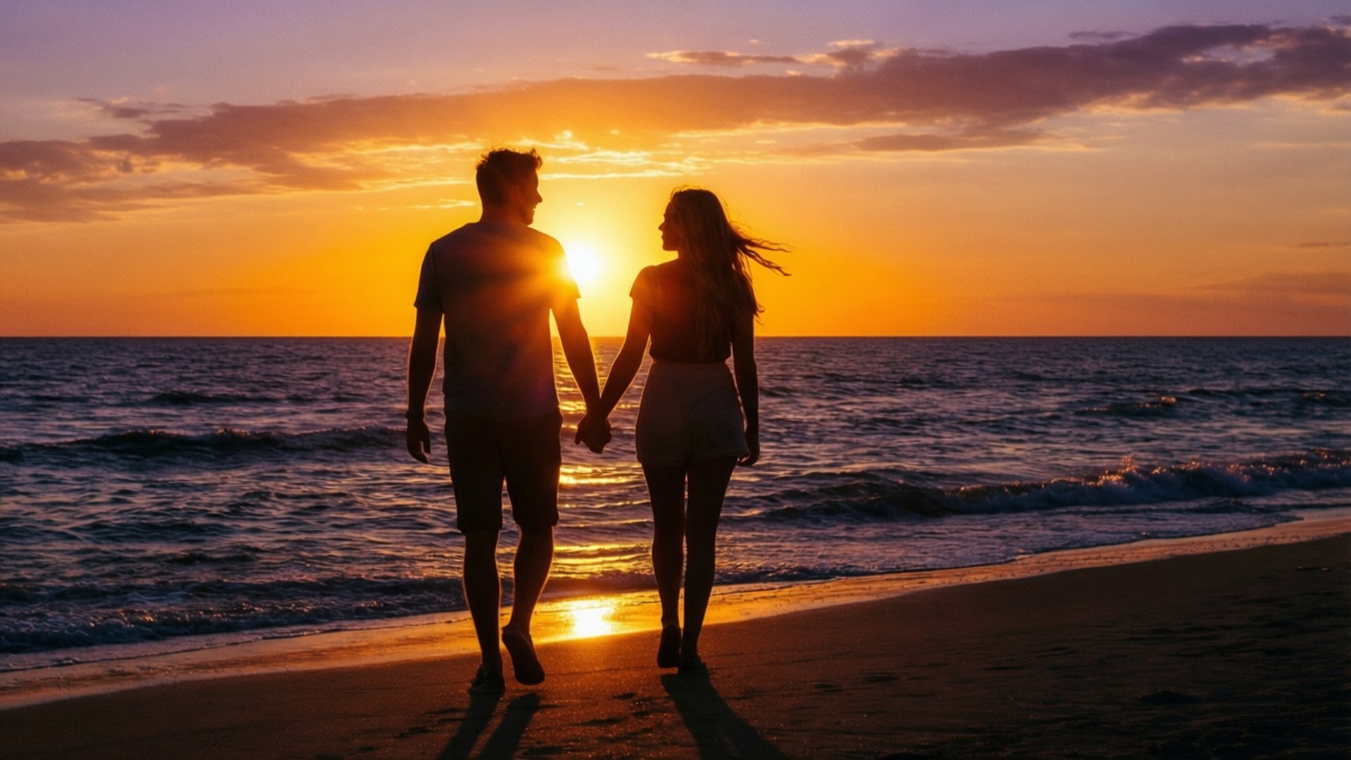 Strandsolnedgang Par Bakgrunner