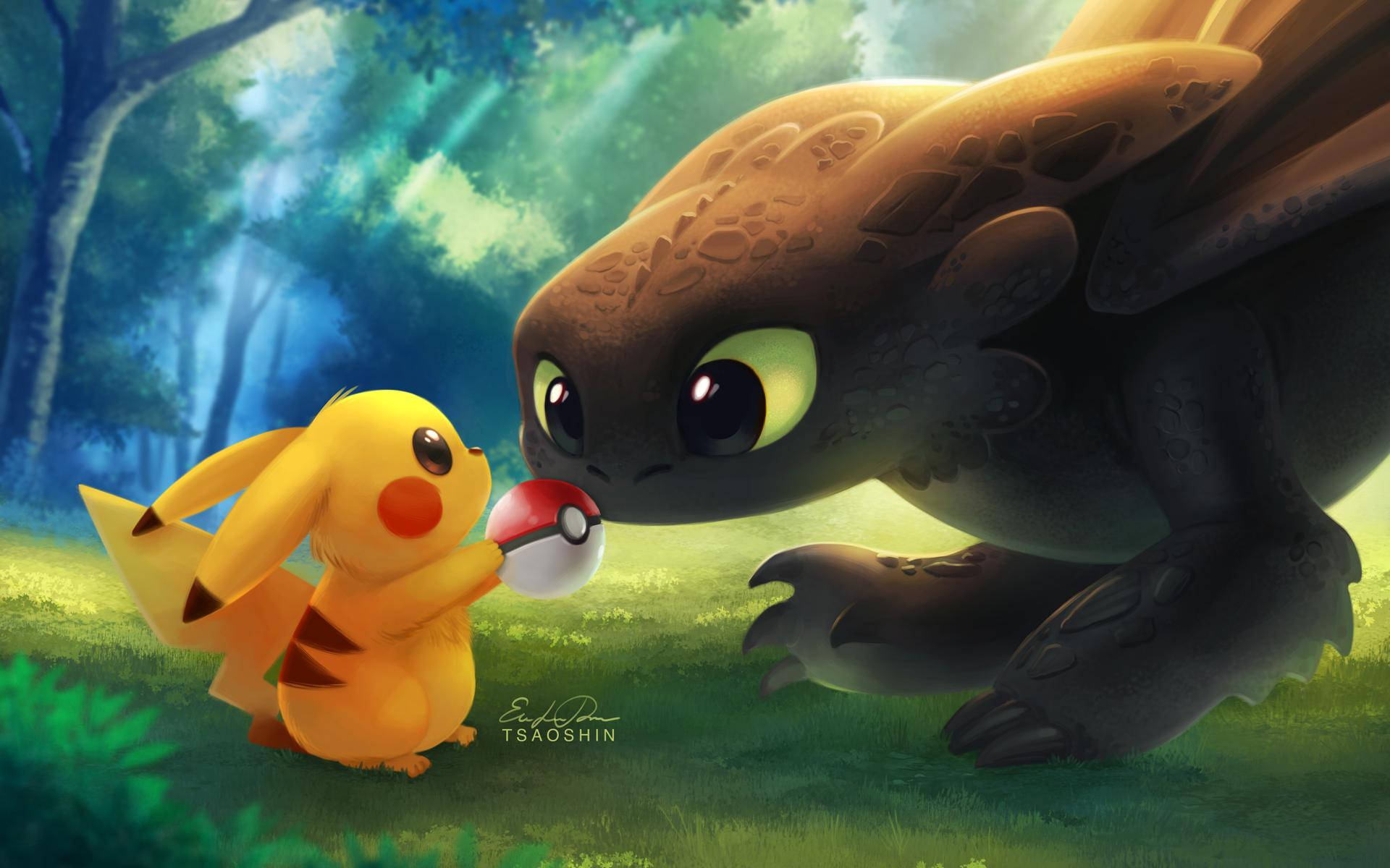 Støtte for to virkelige legender – Pikachu og Toothless. Bakgrunner