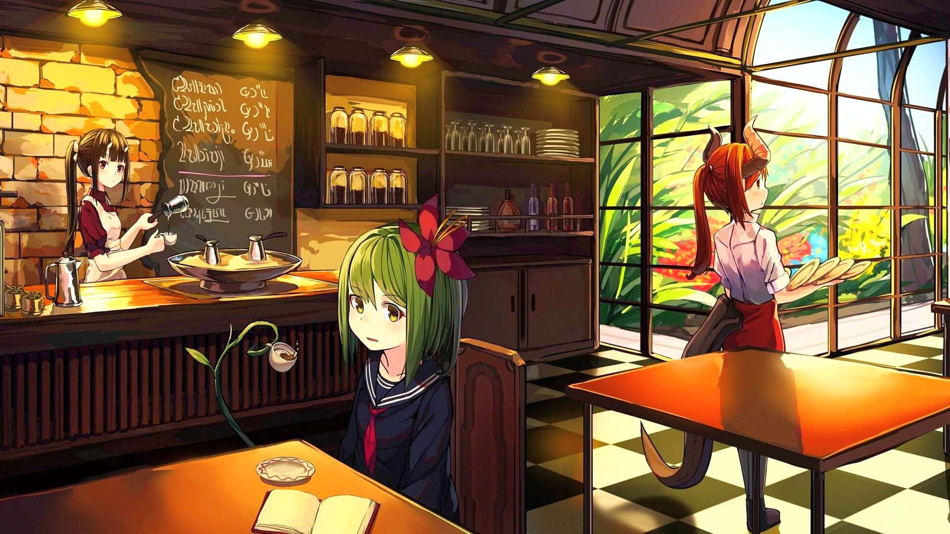 Student Anime Cafe Bakgrunn Bakgrunner