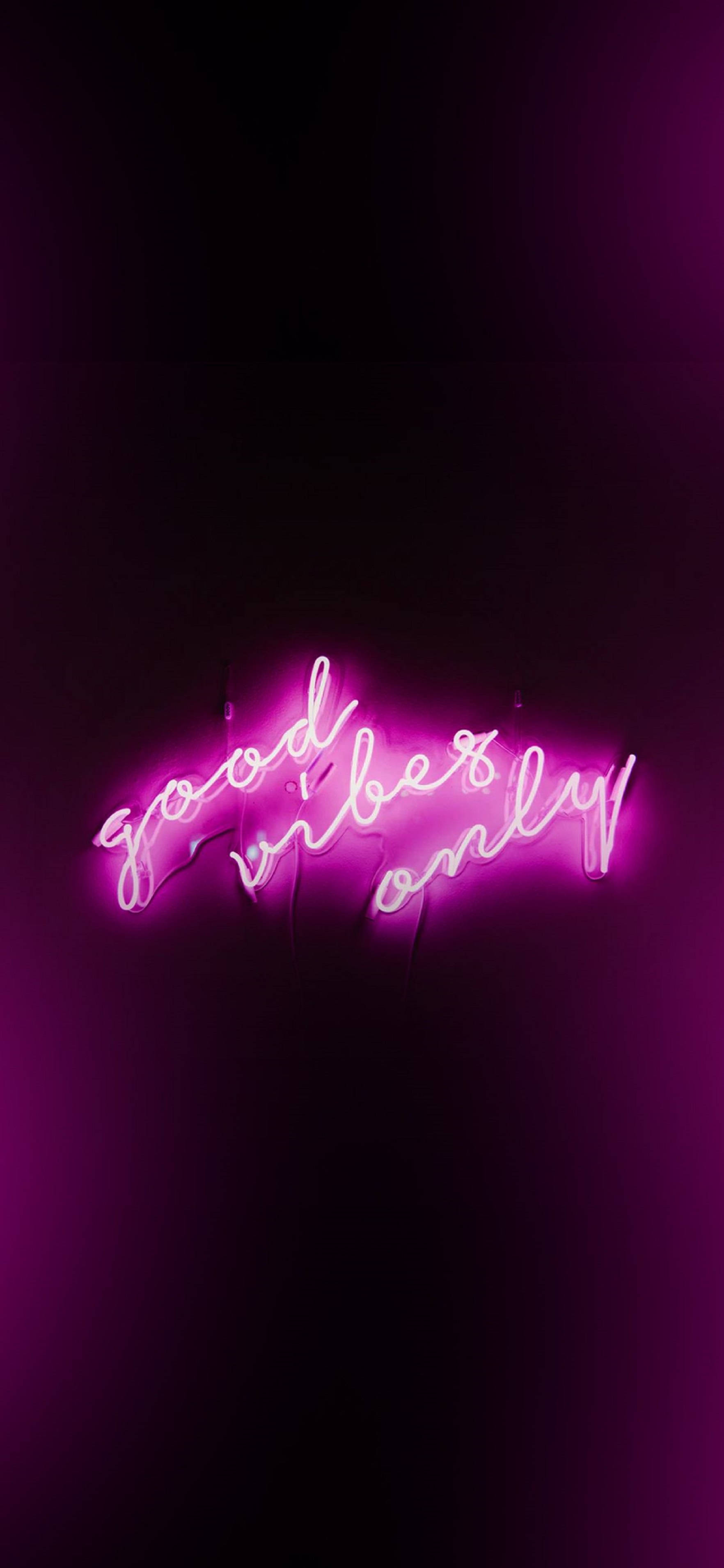 Stunning 4K Neon iPhone-bakgrunn - "Good Vibes Only" Bakgrunner