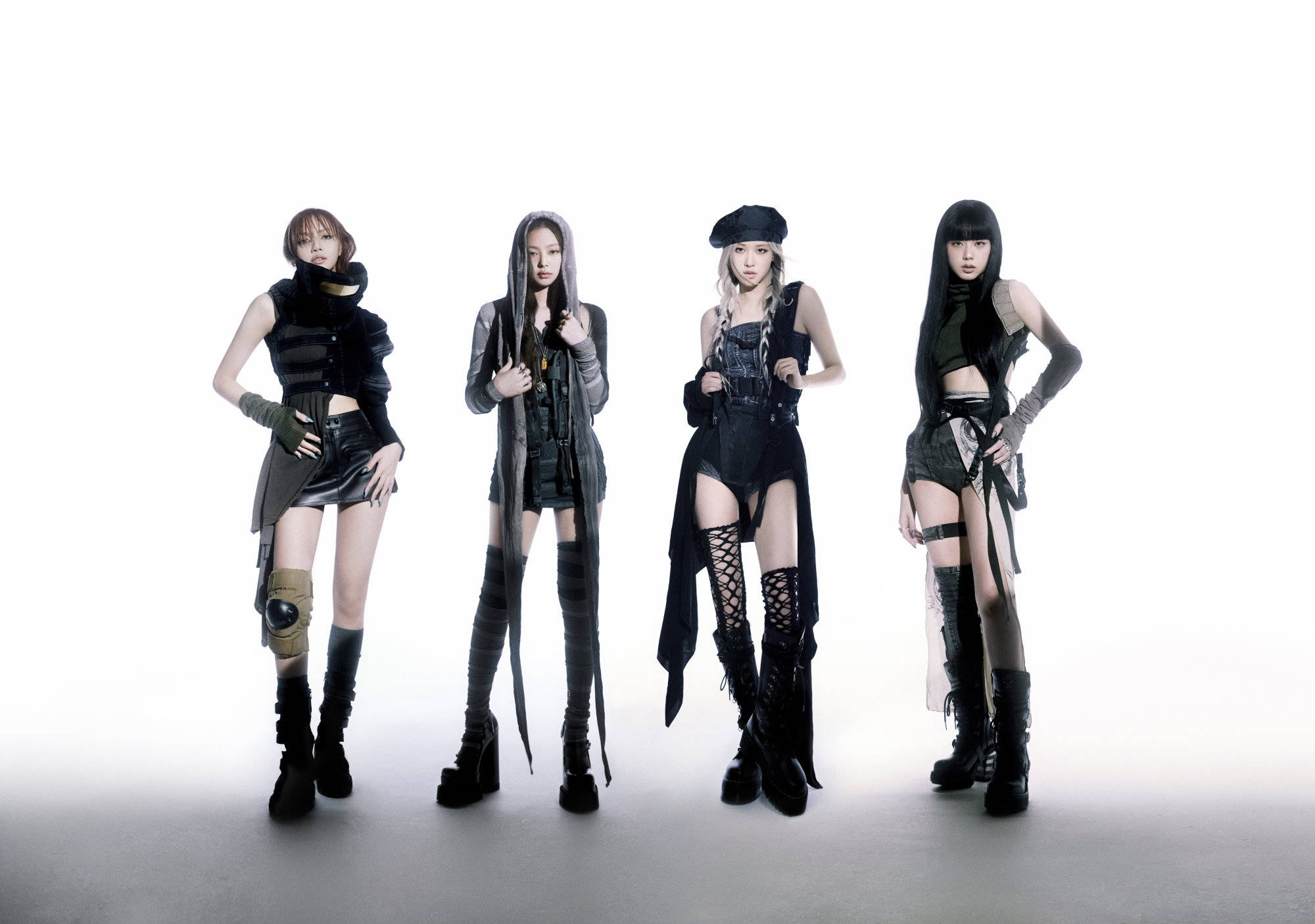 Stunning Blackpink i svarte antrekk skrivebordsbakgrunn Bakgrunner