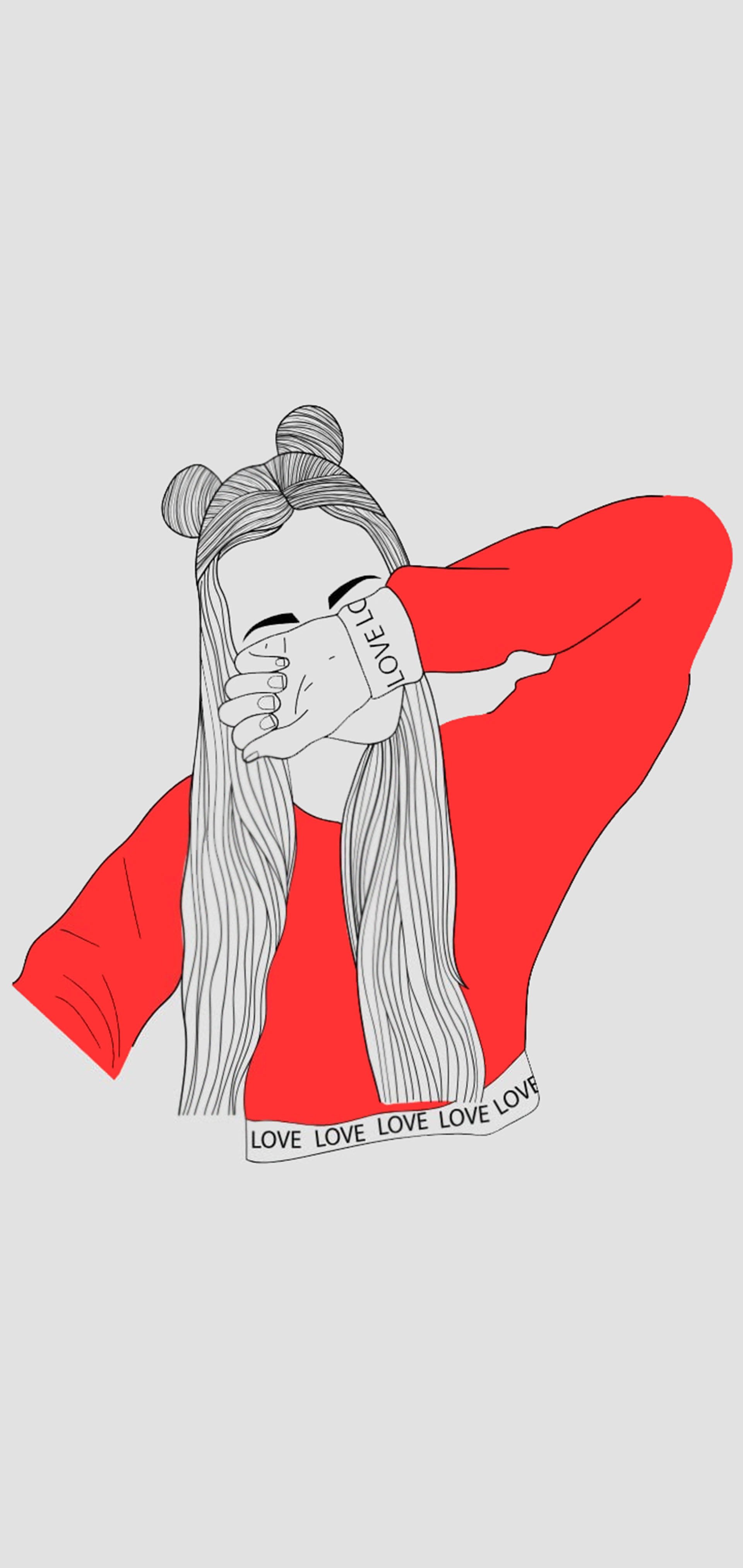 Stylish Girl Sad Drawing Bakgrunner