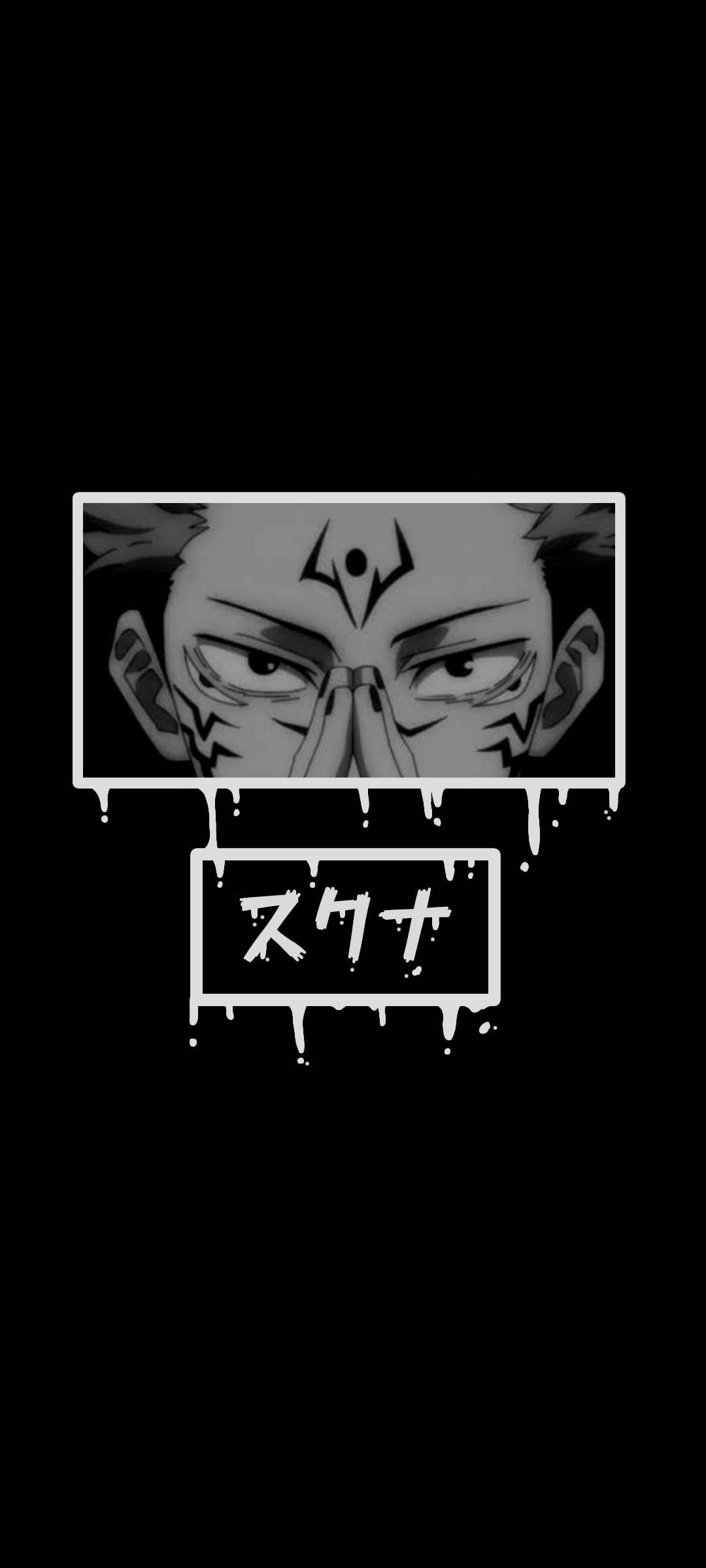 Sukuna Jujutsu Kaisen Anime Svart Hvitt iPhone Bakgrunner