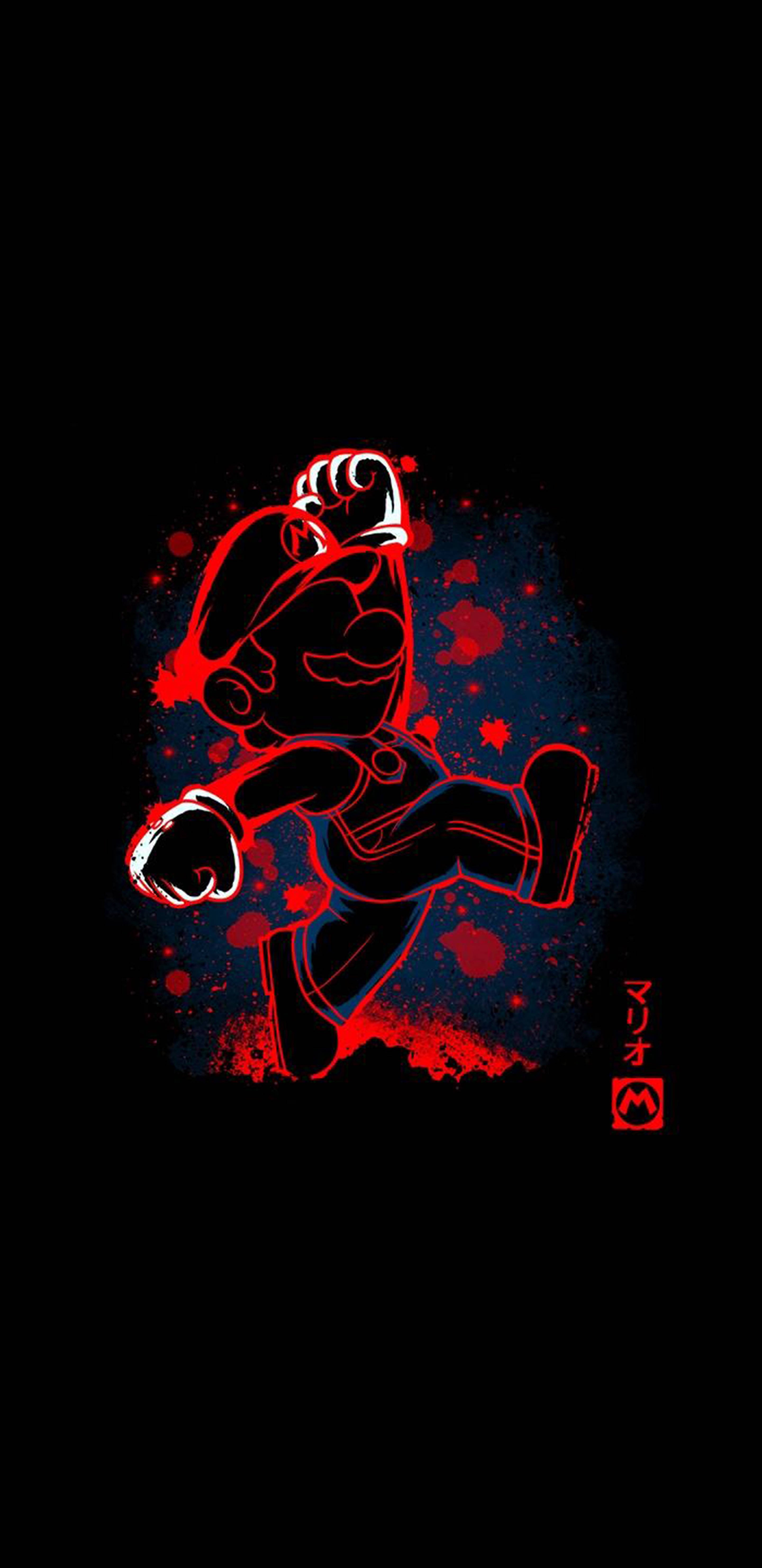 Super Mario omrisset i AMOLED Bakgrunner