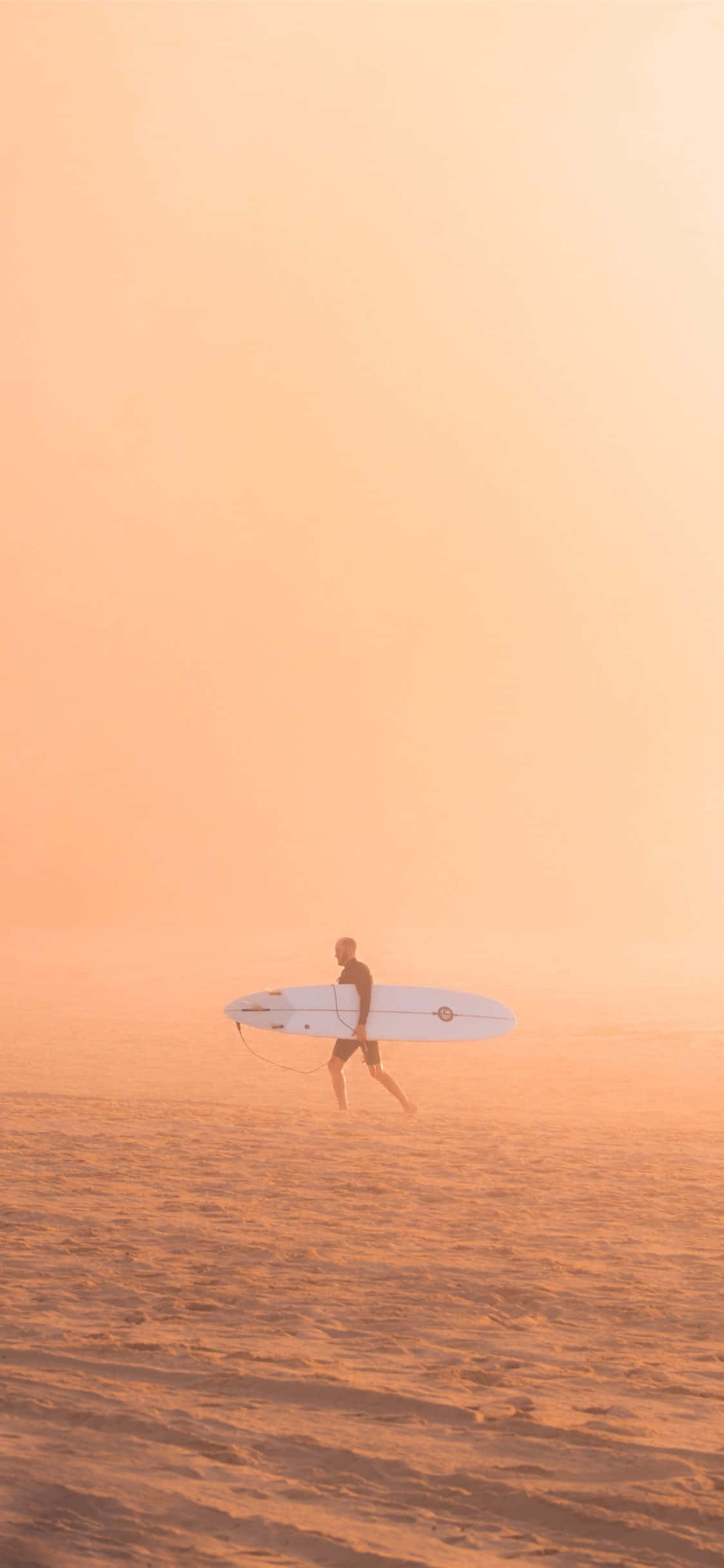 Surfboard Orange Sunset Sky Bakgrunner