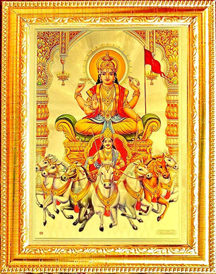 Surya Bhagwan med gullramme Bakgrunner