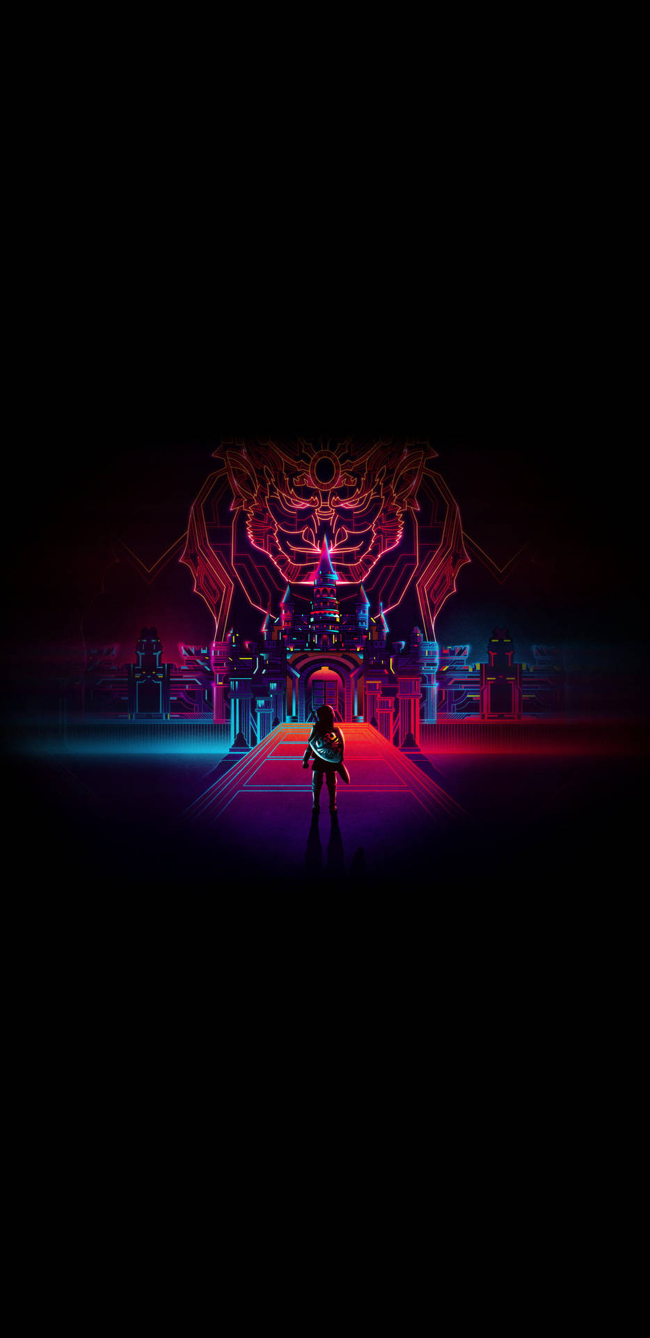 Svart AMOLED Rød By Bakgrunner