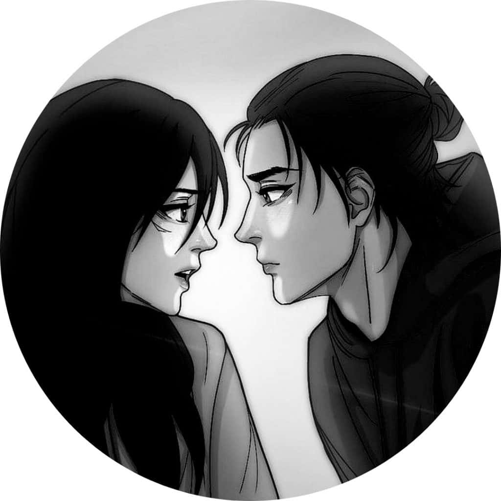 Svart anime-profilbilde av Mikasa og Eren Bakgrunner