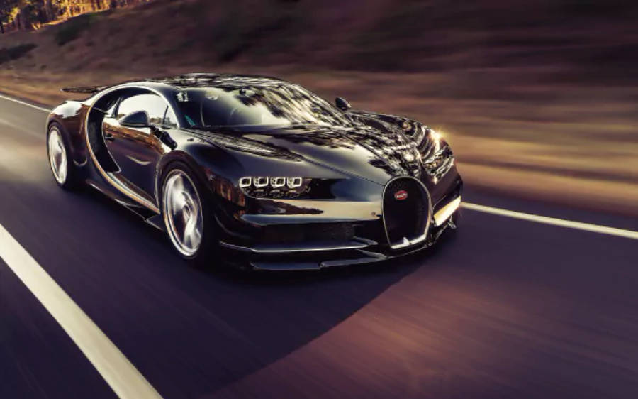 Svart Bugatti Chiron 4K Bakgrunner