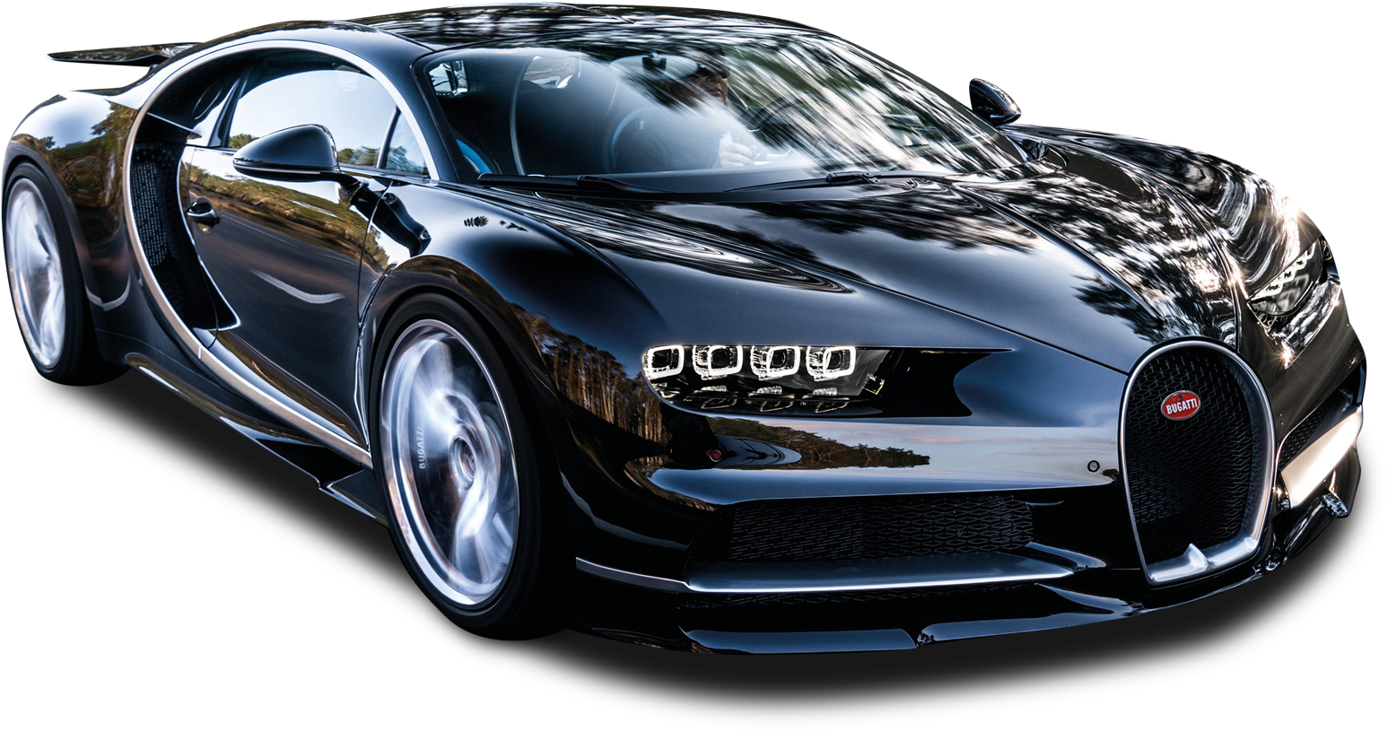 Svart Bugatti Chiron sett fra siden Bakgrunner