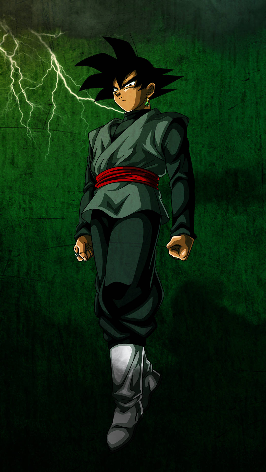 Svart Goku med grønn aura - Anime-telefonbakgrunn Bakgrunner