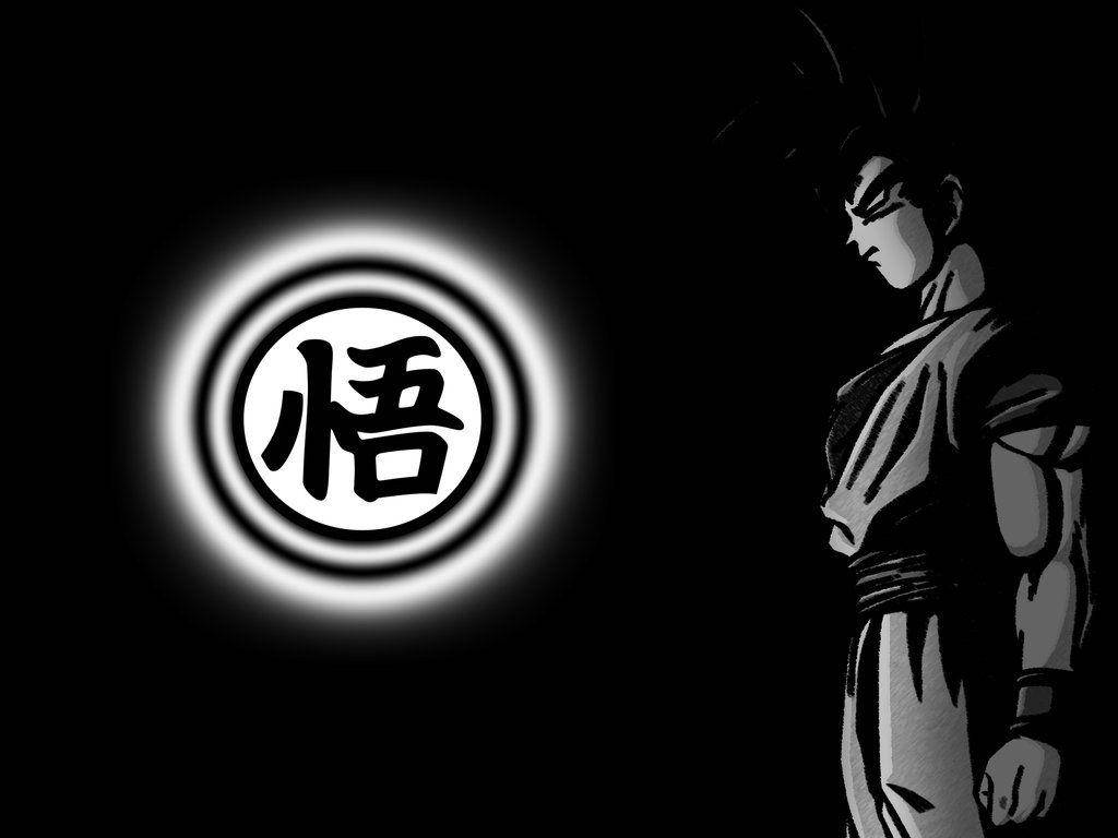 Svart Goku med japansk logo Bakgrunner