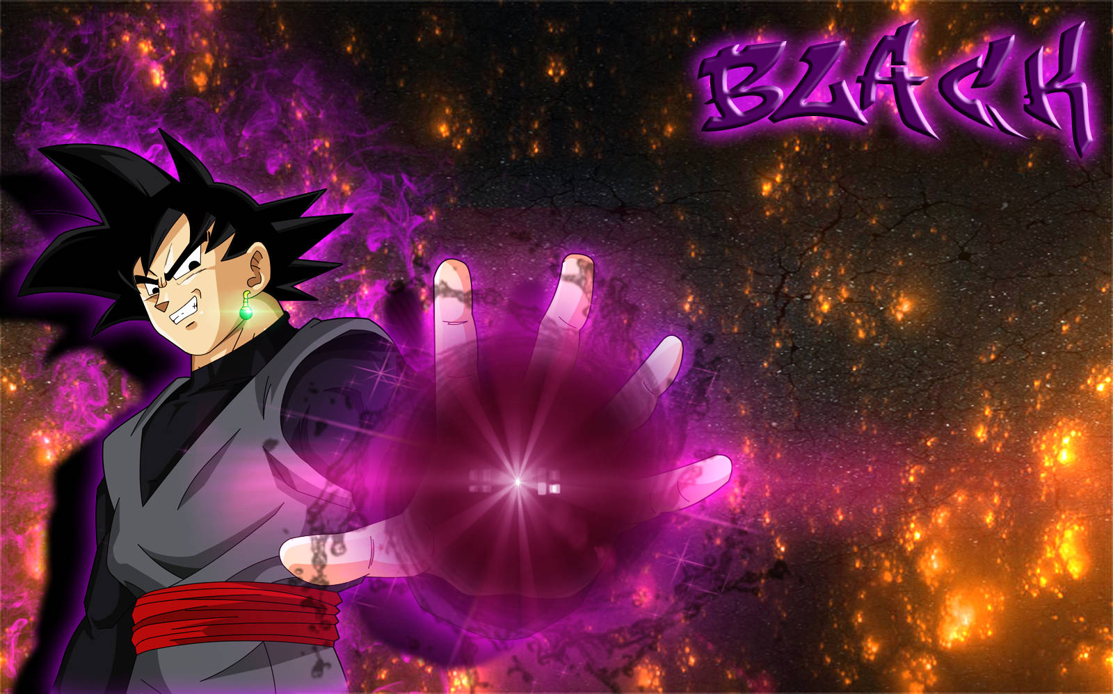 Svart Goku med mørk rosa kule Bakgrunner