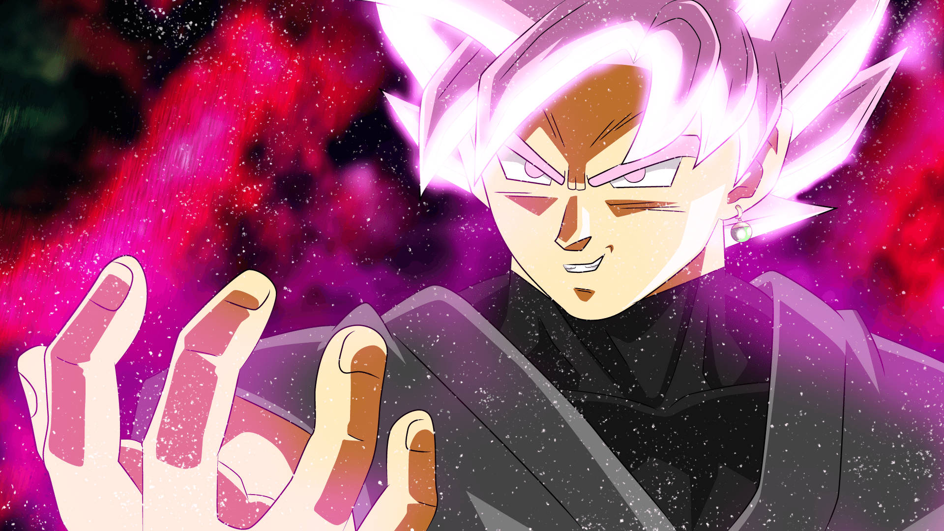 Svart Goku med skarpt rosa hår Bakgrunner