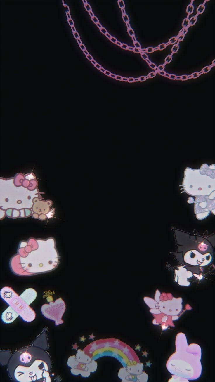 Svart Hello Kitty og Sanrio-figurer Bakgrunner