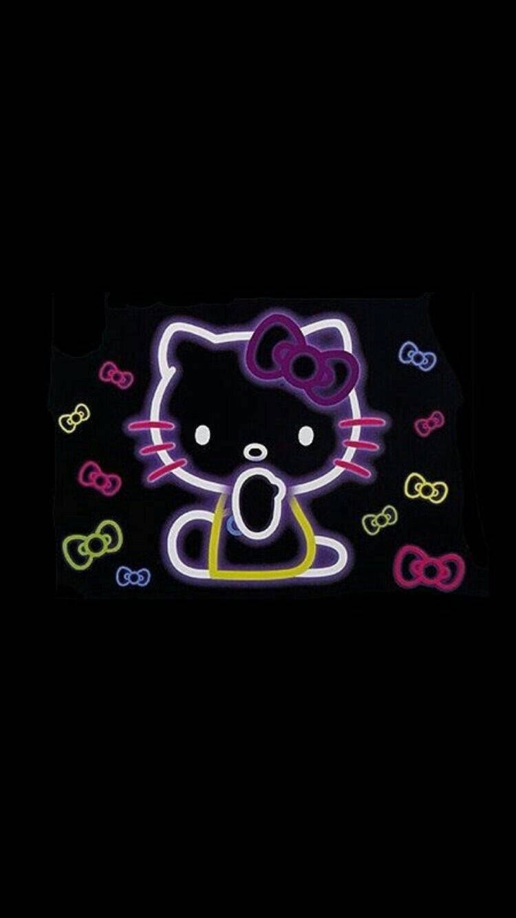 Svart Hello Kitty-neon med sløyfer Bakgrunner
