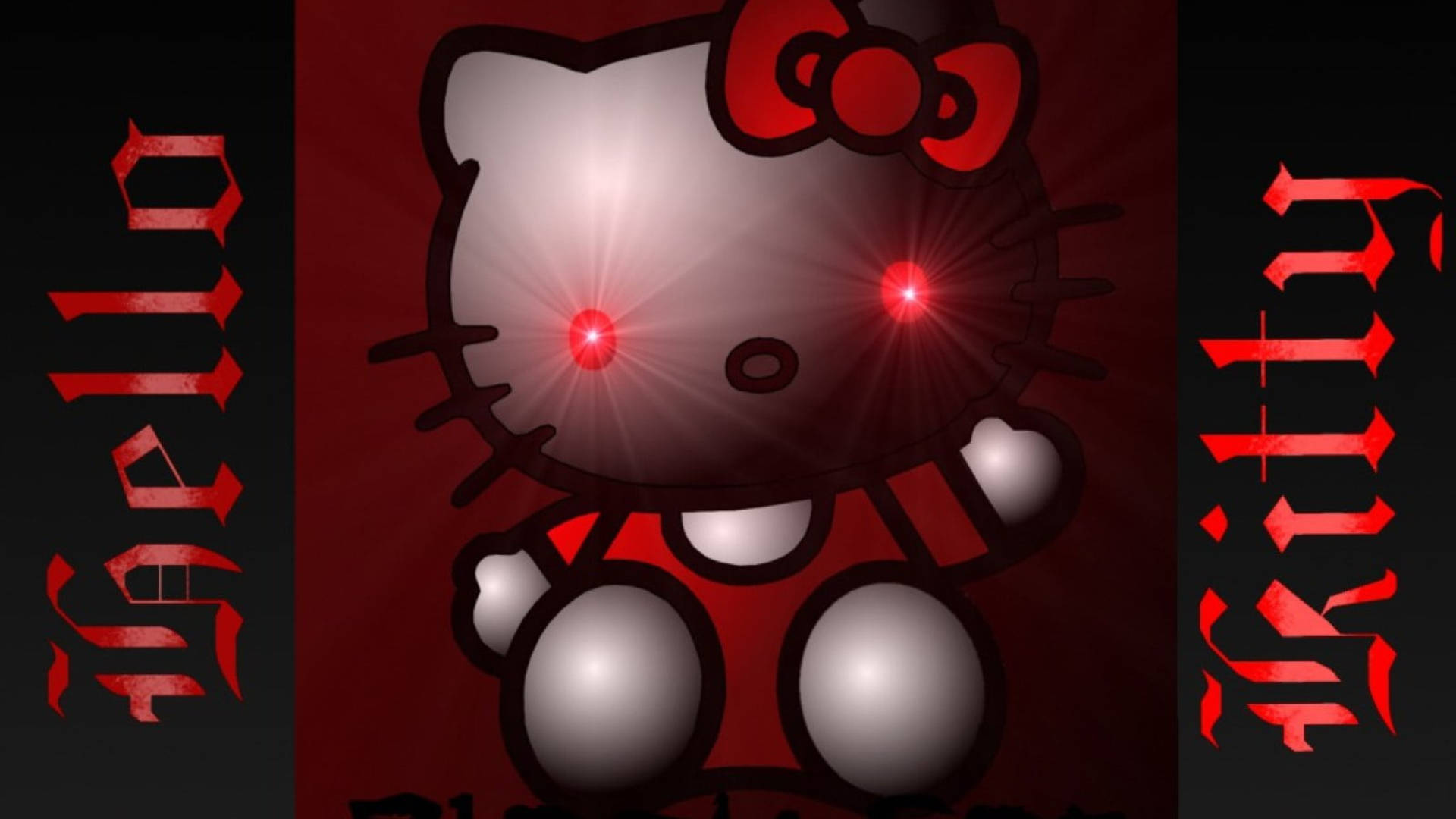 Svart Hello Kitty med røde øyne Bakgrunner