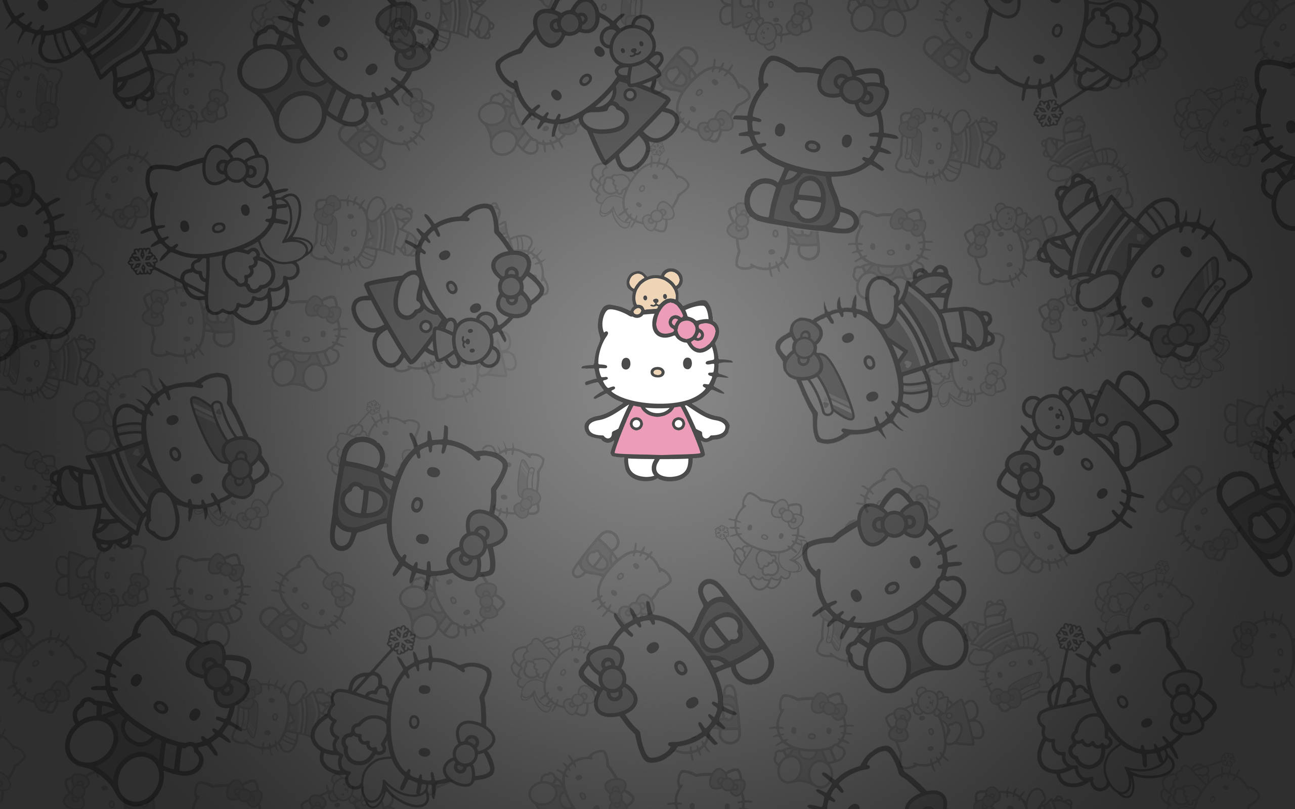 Svart Hello Kitty med lille Chum Bakgrunner