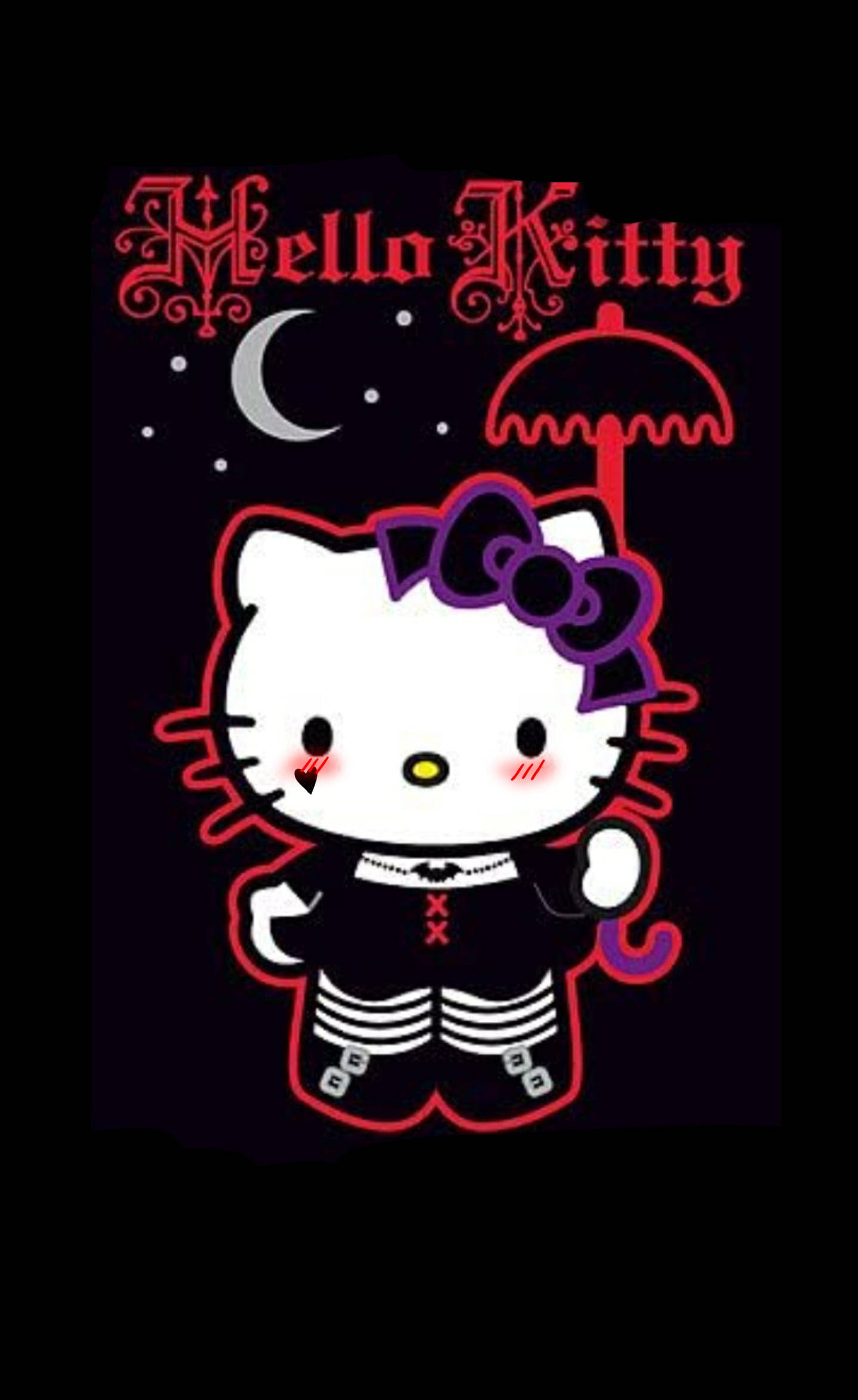 Svart Hello Kitty i scene-kostyme Bakgrunner